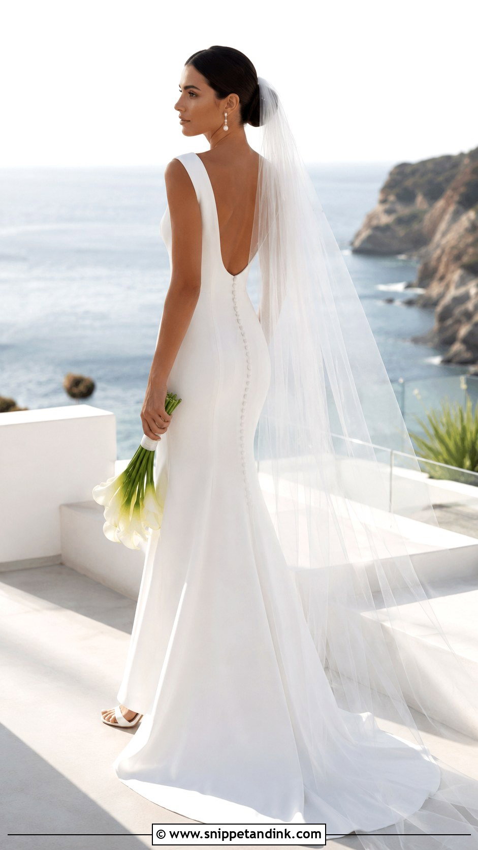 Minimalist Crepe Ocean Wedding Dress - Snippet and Ink - 20 Ocean Wedding Dress Ideas