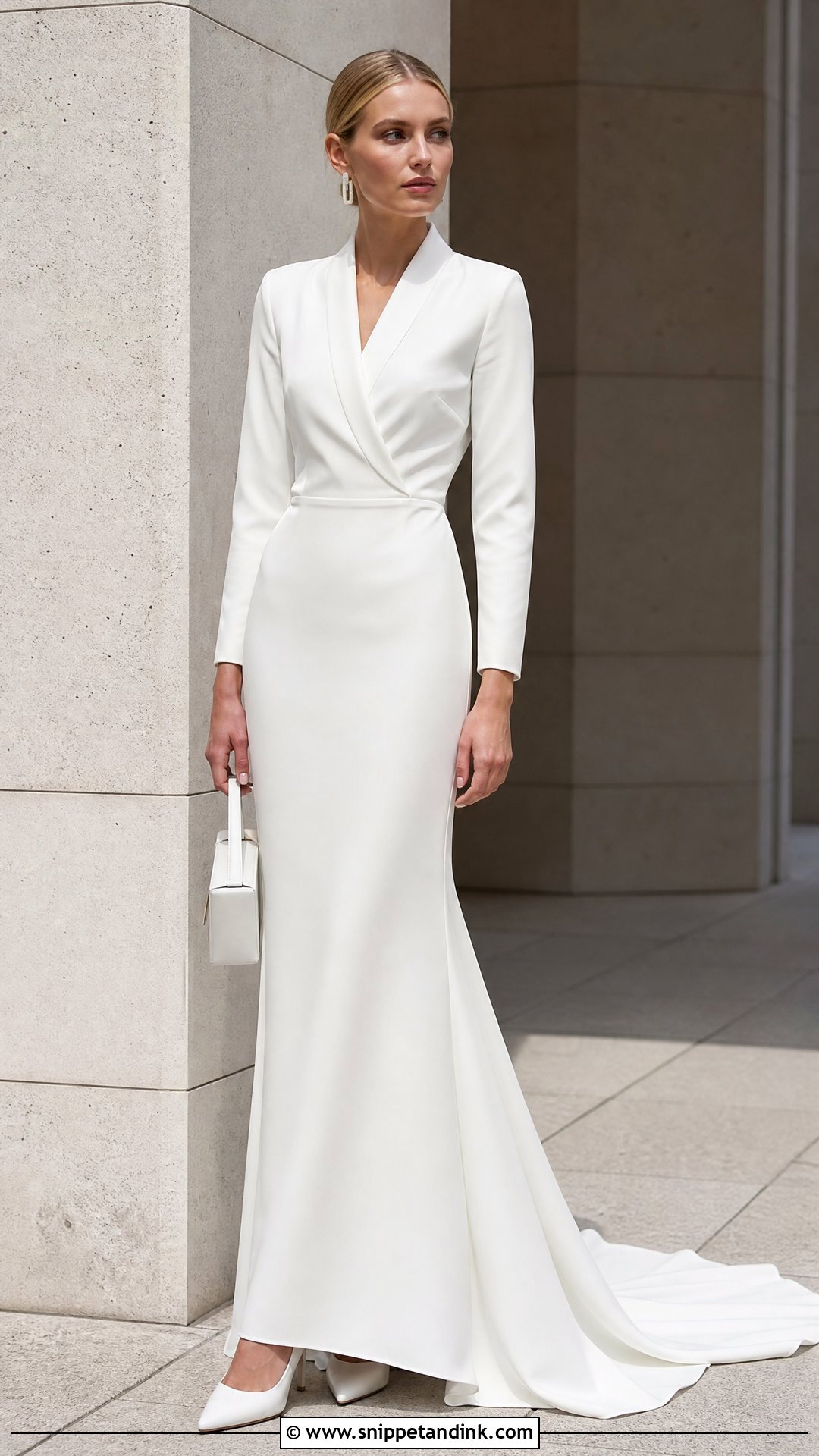 Minimalist Crepe Robe Wedding Dress - Snippet and Ink - 20 Robe Wedding Dress Ideas