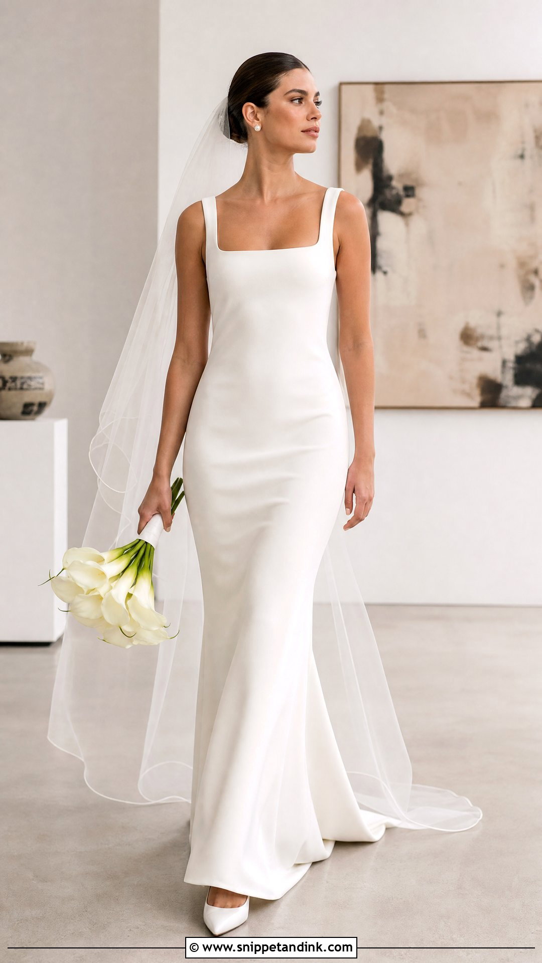 Minimalist Crepe Sheath Wedding Dress - Snippet and Ink - 20 Sheath Wedding Dresses