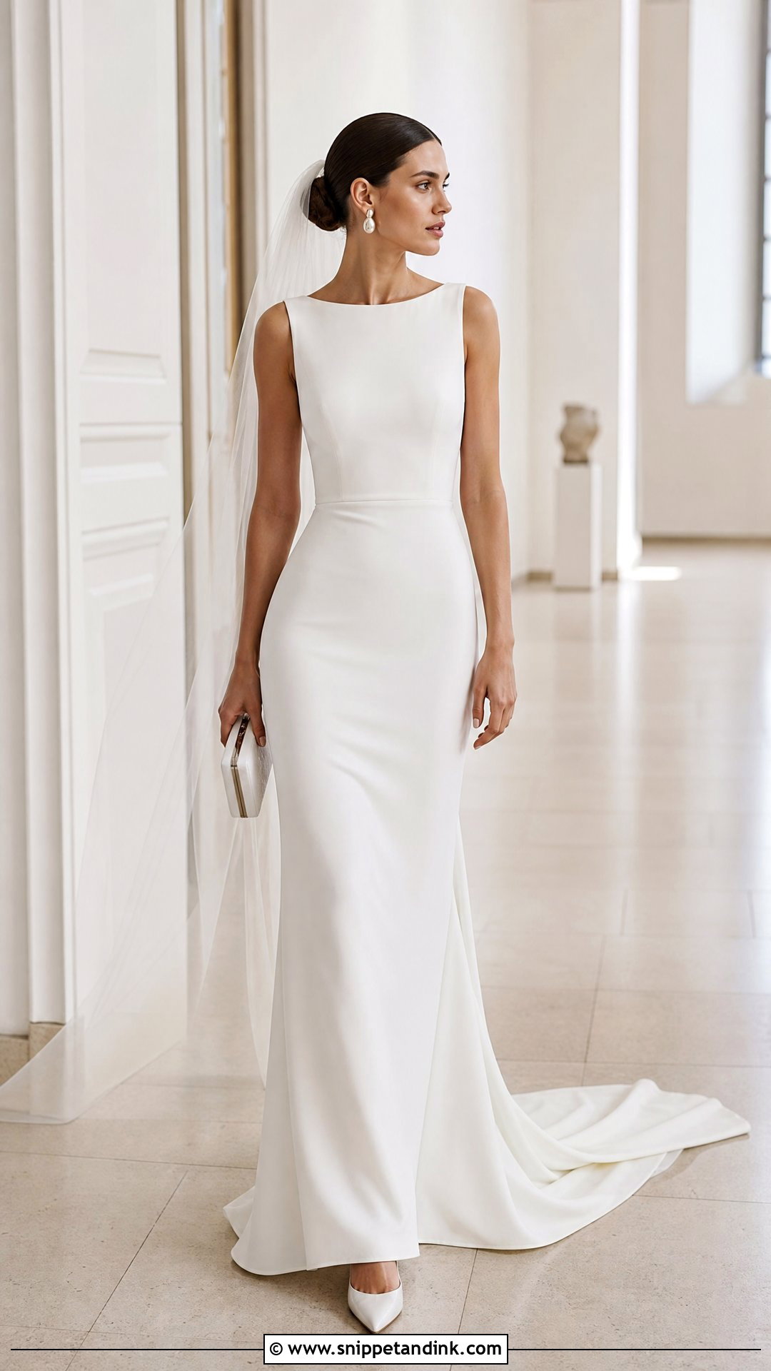 Minimalist Crepe Sheath Wedding Dress - Snippet and Ink - 20 Tight Fitting Wedding Dresses