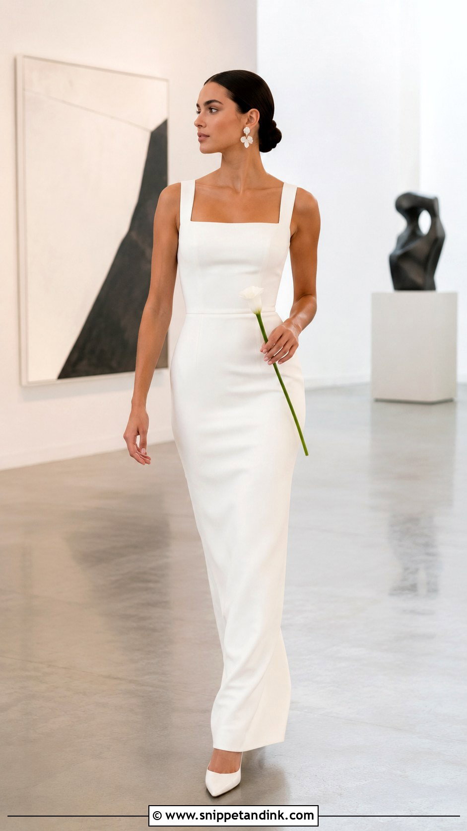 Minimalist Crepe Straight Neckline Wedding Dress - Snippet and Ink - 20 Straight Neckline Wedding Dress Ideas