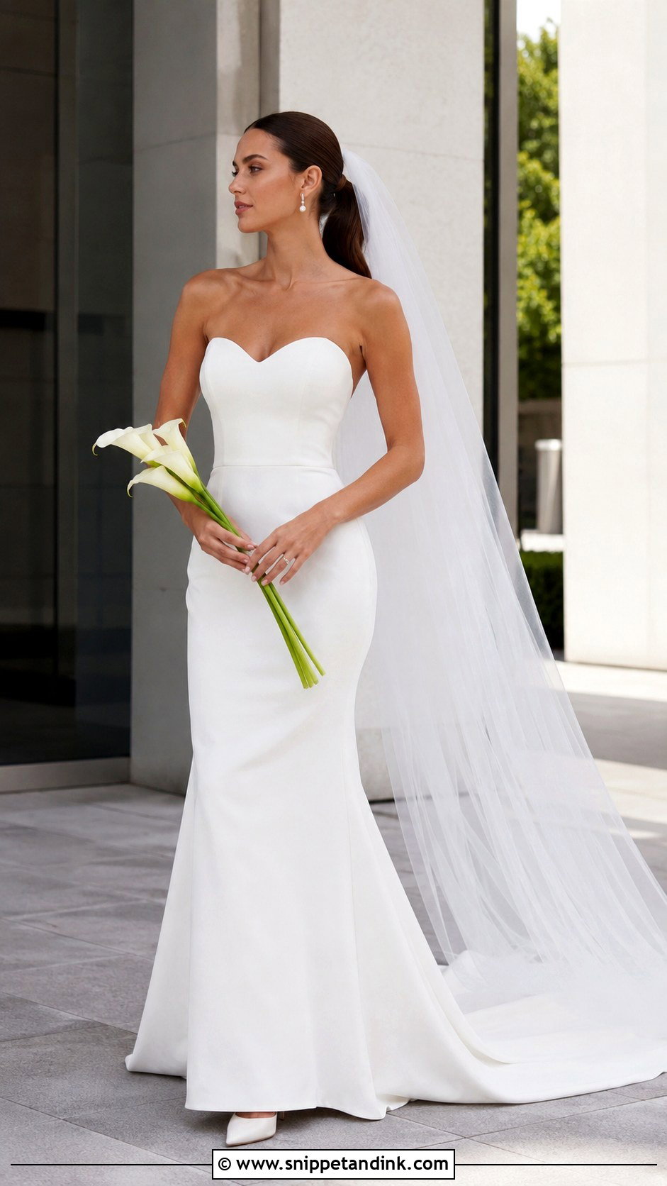 Minimalist Crepe Sweetheart Neckline Wedding Dress - Snippet and Ink - 20 Wedding Dresses Sweetheart Neckline