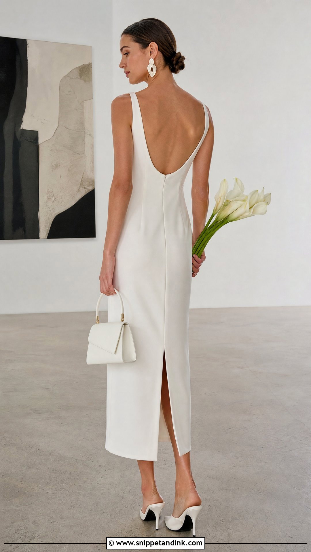 Minimalist Crepe Tea Length Wedding Dress - Snippet and Ink - 20 Tea Length Wedding Dresses