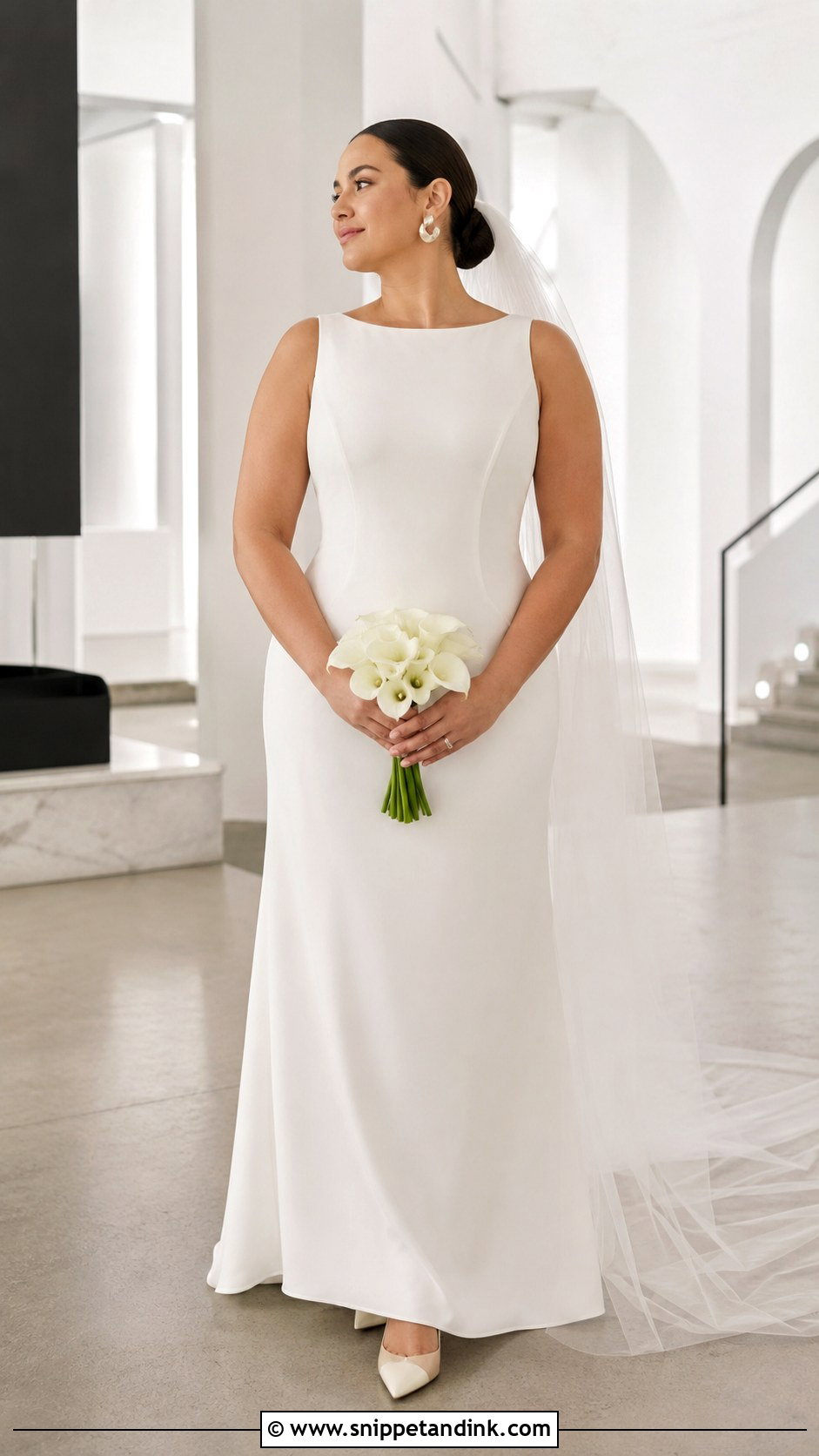 Minimalist Crepe Wedding Dress - Snippet and Ink - 20 Wedding Dresses for Midsize Brides