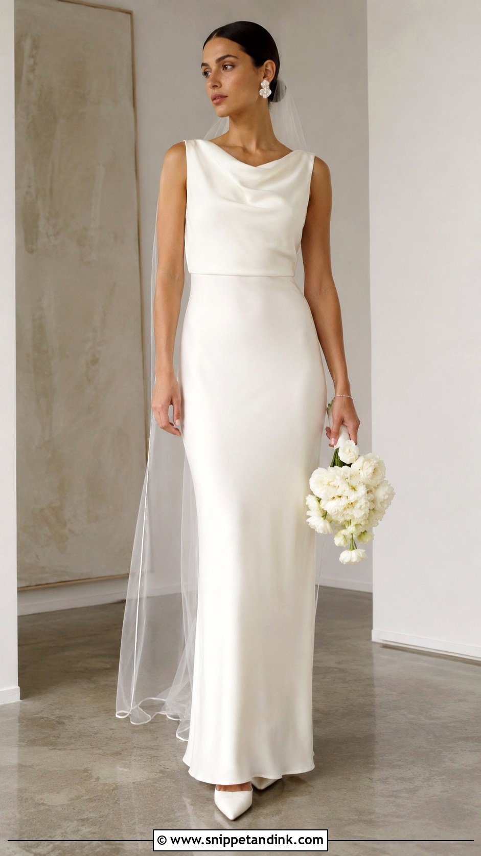 Minimalist Crepe Wedding Dress - Snippet and Ink - 20 Budget Wedding Dress Ideas