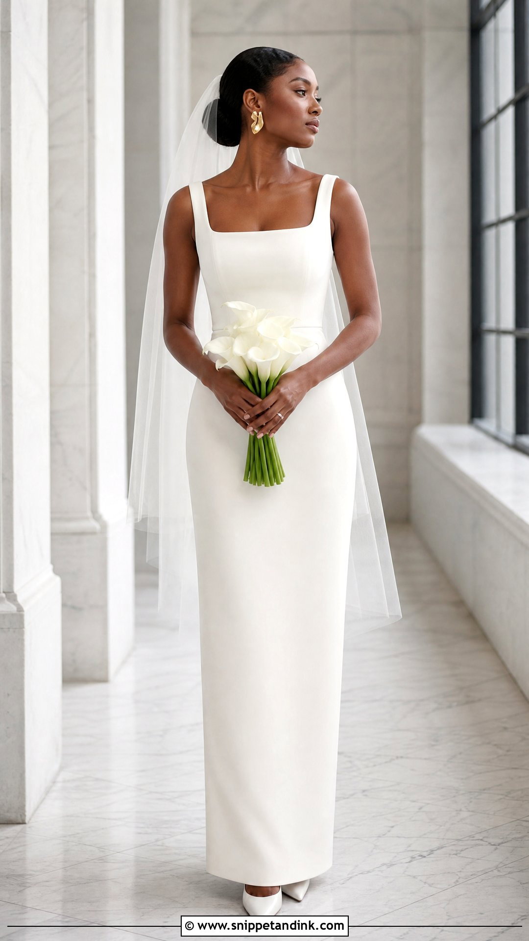 Minimalist Crepe Wedding Dress - Snippet and Ink - 20 Wedding Dresses for Black Women