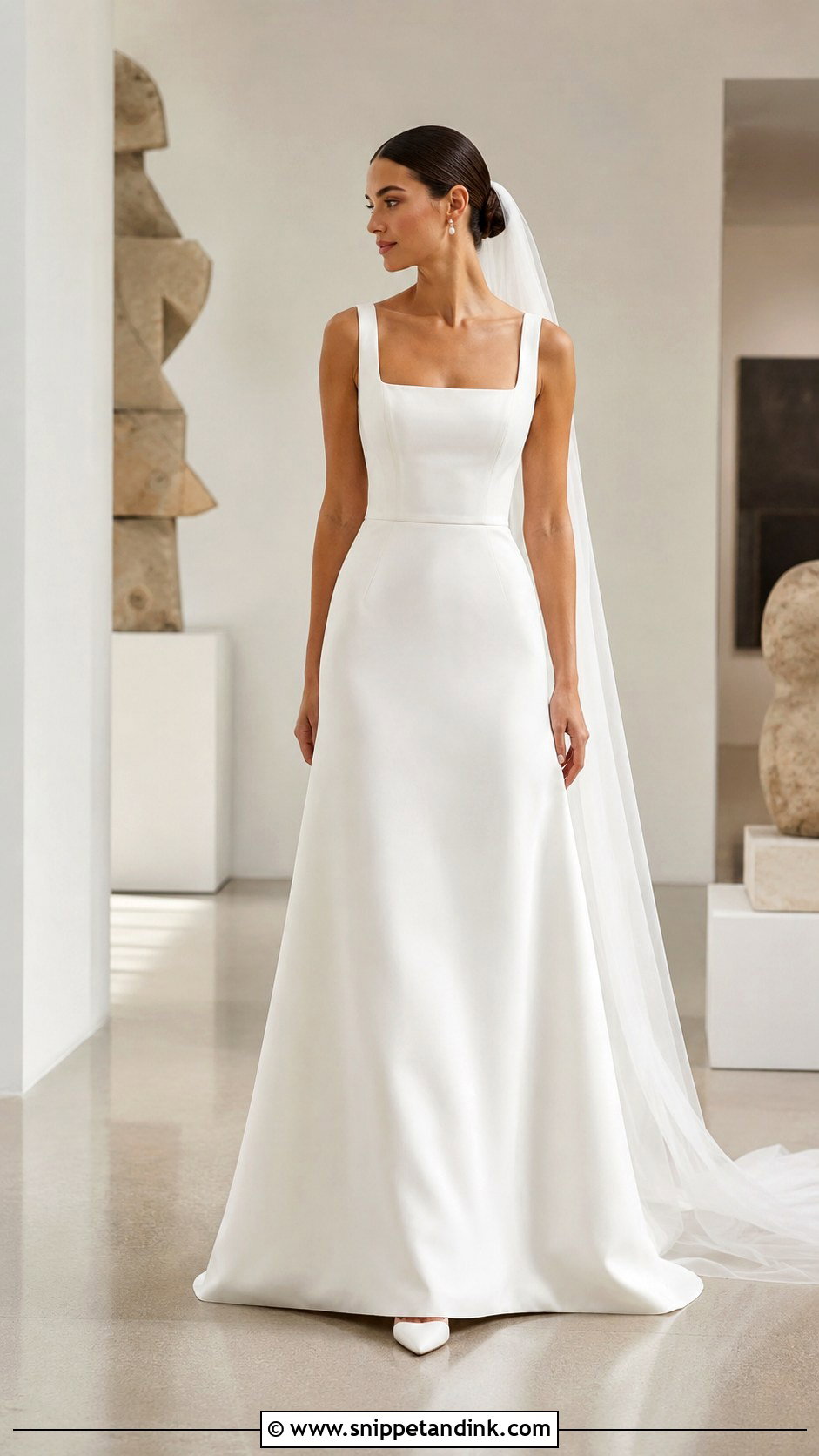 Minimalist Crepe Wedding Dress - Snippet and Ink - 20 Midsize Bride Wedding Dress Ideas