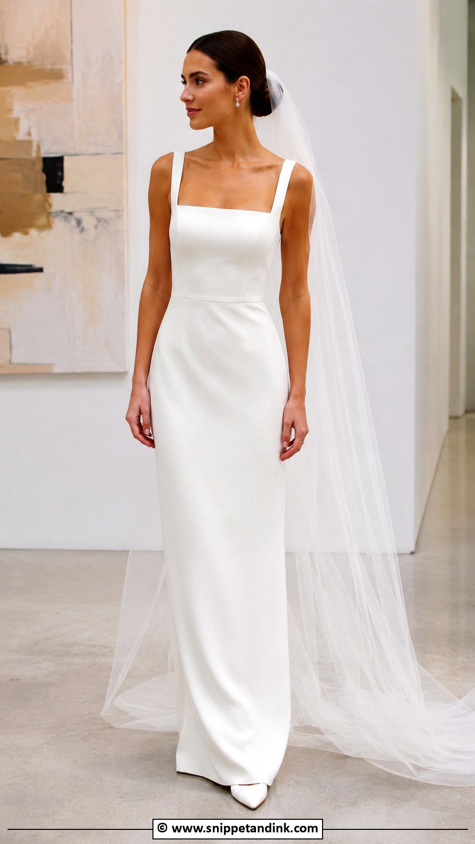 Minimalist Crepe Wedding Dress - Snippet and Ink - 30 Wedding Dress Aesthetic Ideas