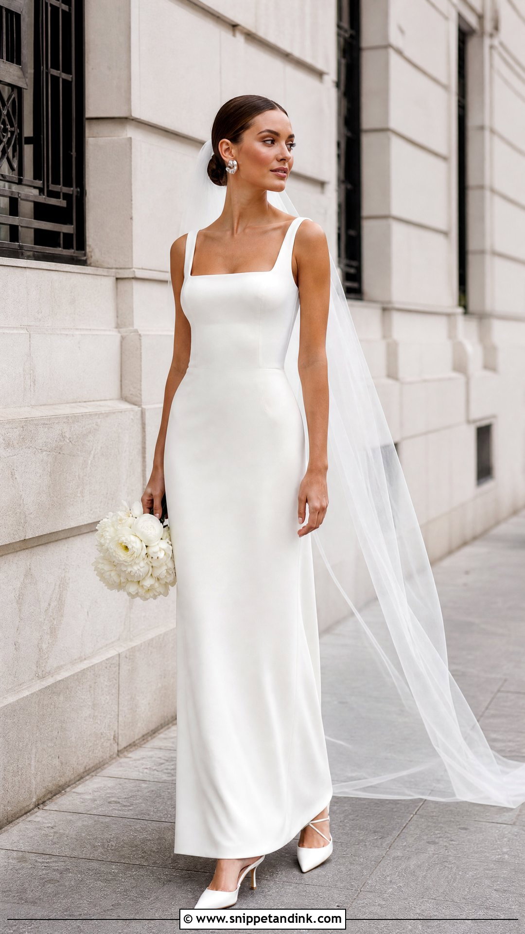 Minimalist Crepe Wedding Dress Outfit - Snippet and Ink - 25 Wedding Dress Outfit Ideas