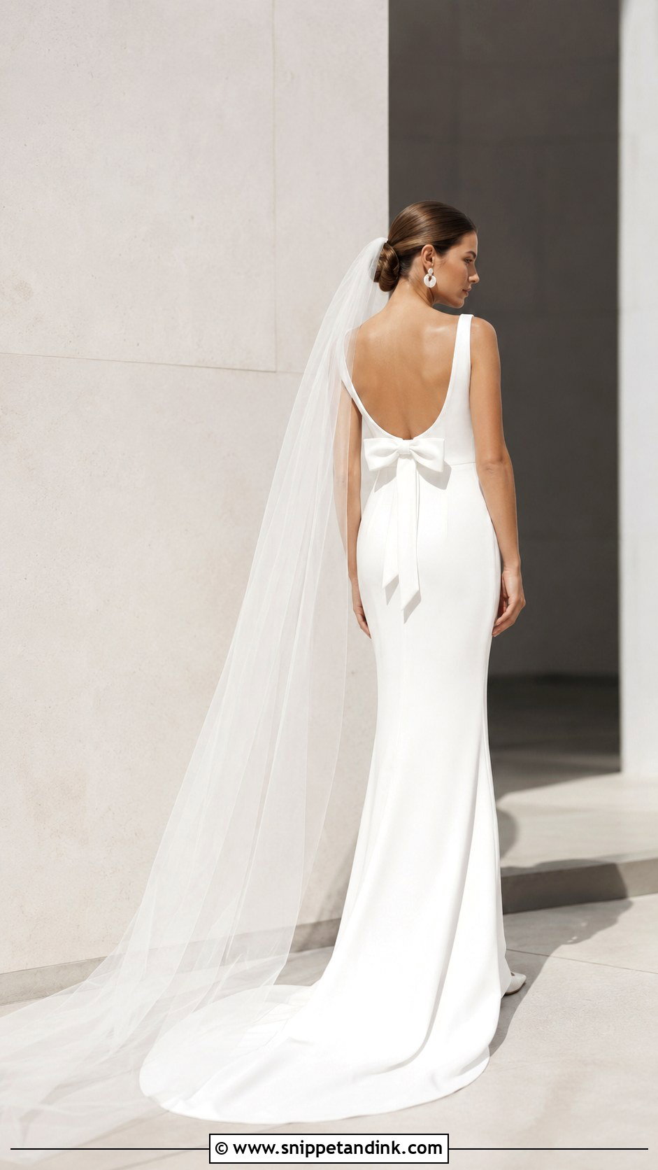 Minimalist Crepe Wedding Dress With Small Back Bow - Snippet and Ink - 20 Wedding Dress with Bow on Back Ideas