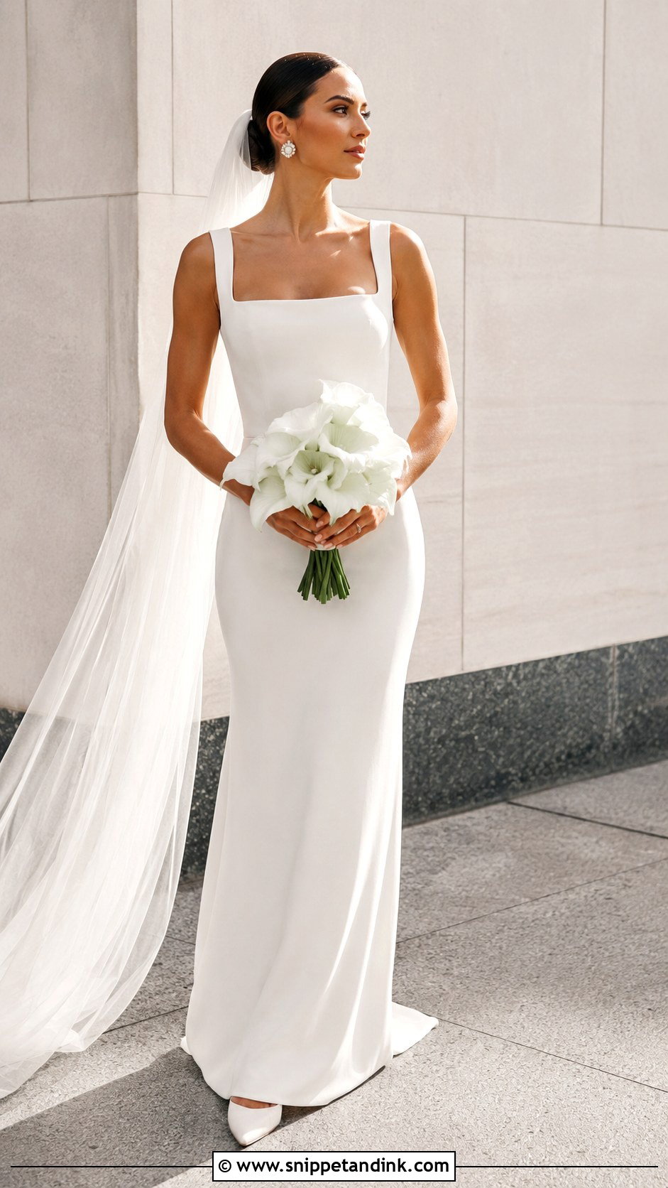 Minimalist Crepe Wedding Gown - Snippet and Ink - 25 Beautiful Wedding Gowns