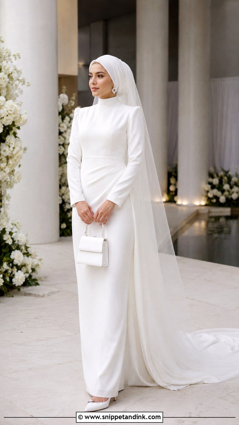 Minimalist Crepe Wedding Hijab Outfit - Snippet and Ink - 20 Hijab in Wedding Ideas