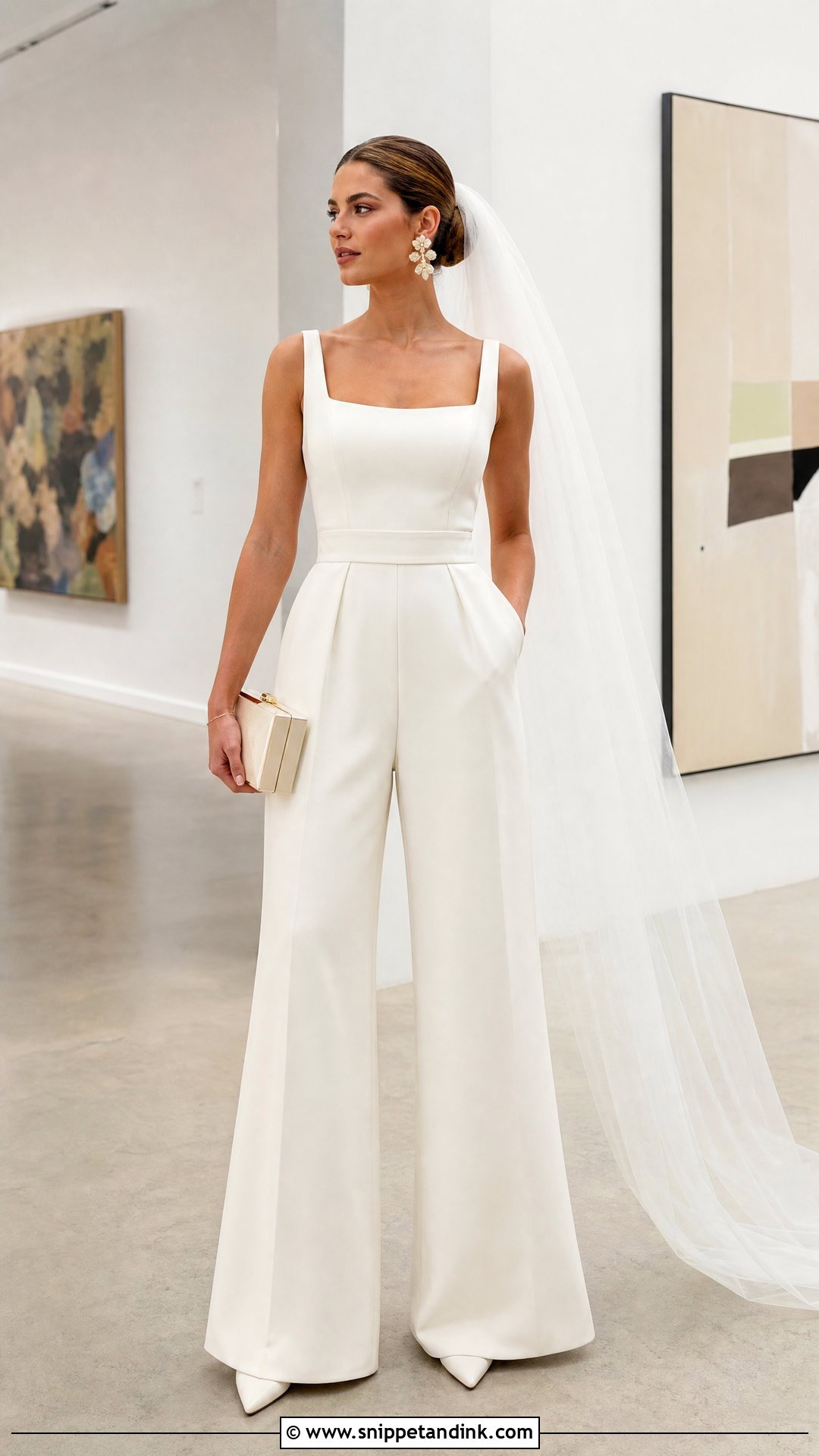 Minimalist Crepe Wedding Jumpsuit - Snippet and Ink - 20 Wedding Dress with Pants Ideas