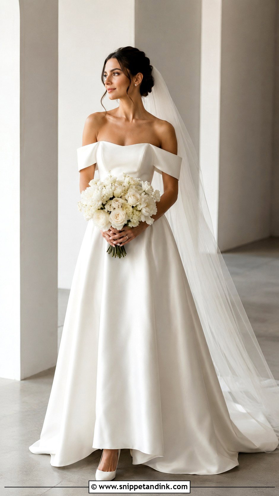Minimalist Drop Sleeve Wedding Dress - Snippet and Ink - 20 Drop Sleeve Wedding Dress Ideas