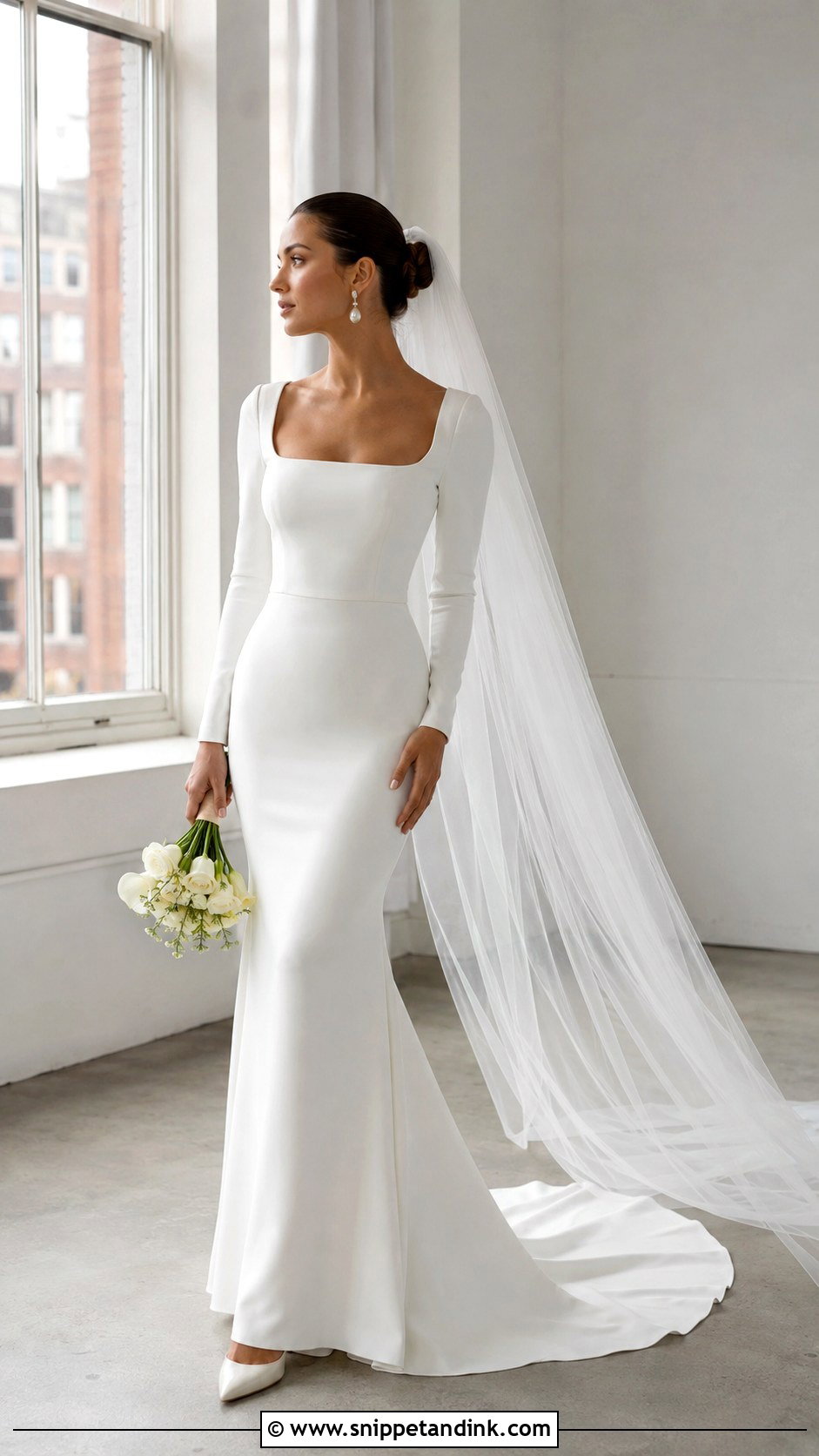 Minimalist Fit and Flare Wedding Dress With Sleeves - Snippet and Ink - 20 Fit and Flare Wedding Dress with Sleeves