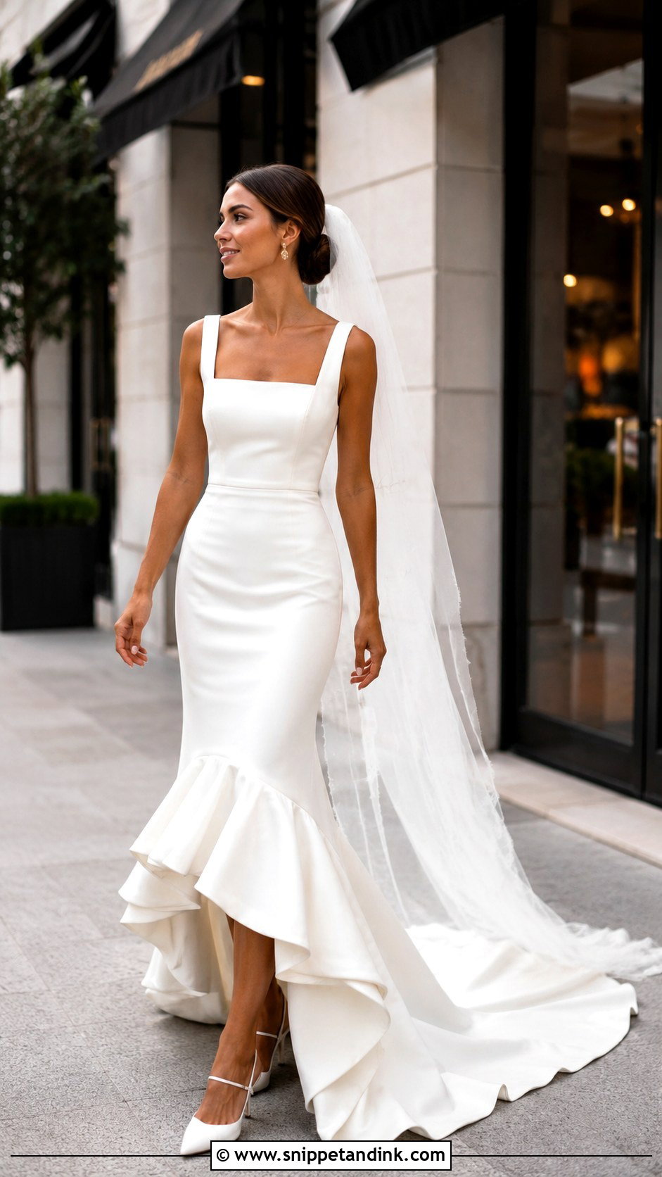 Minimalist Flamenco Wedding Dress With Crepe Ruffles - Snippet and Ink - 20 Flamenco Wedding Dress Ideas