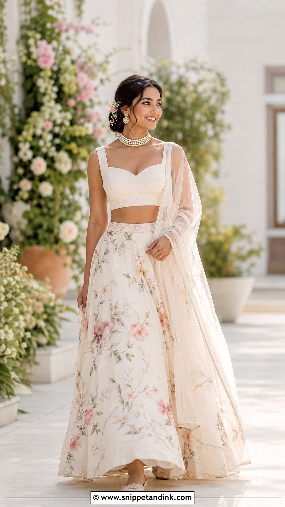 Minimalist Floral Lehenga Bride - Snippet and Ink - 20 Minimalist Indian Bride Ideas