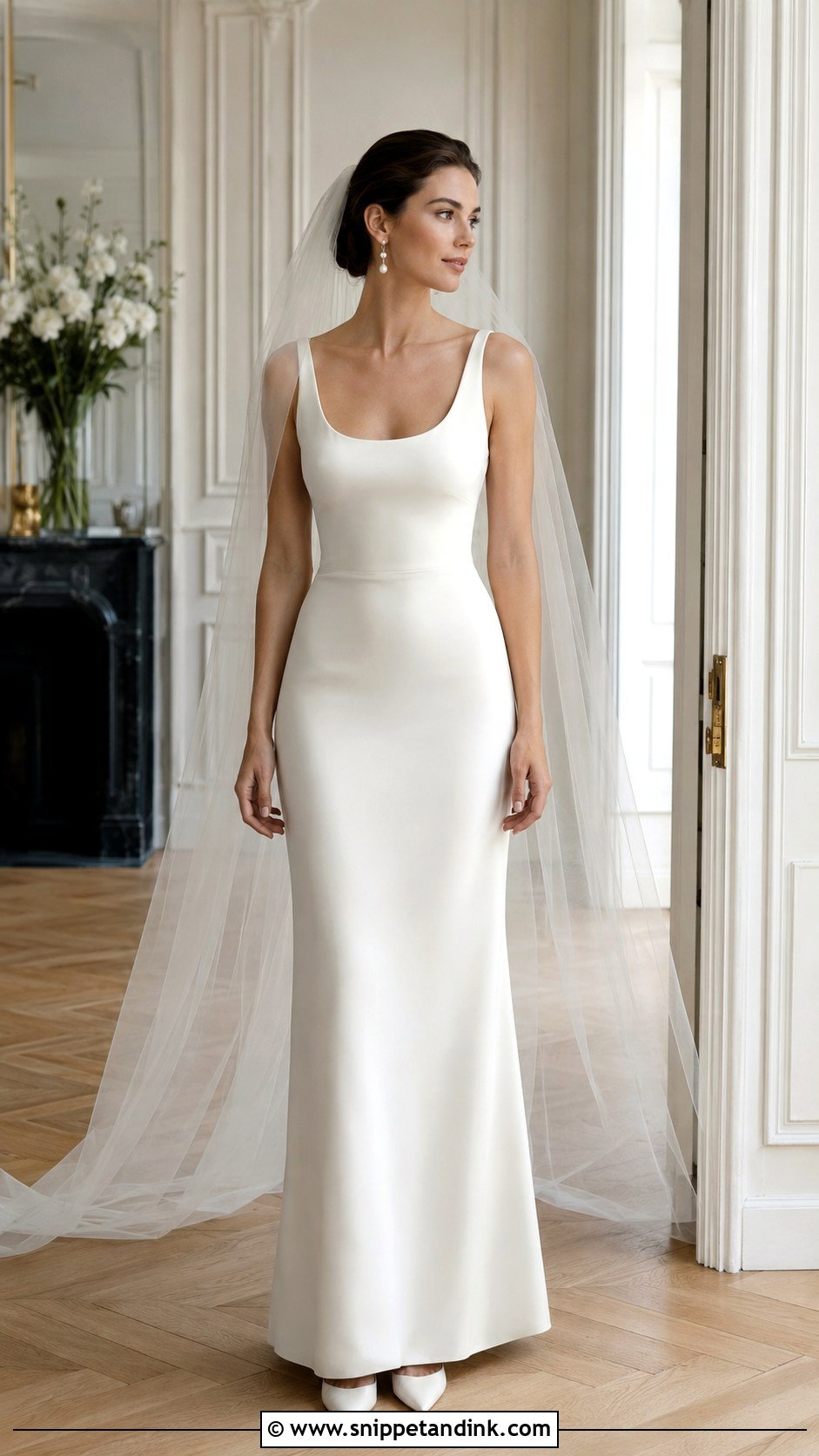 Minimalist French Silk Crepe Wedding Dress - Snippet and Ink - 20 French Style Wedding Dress Ideas