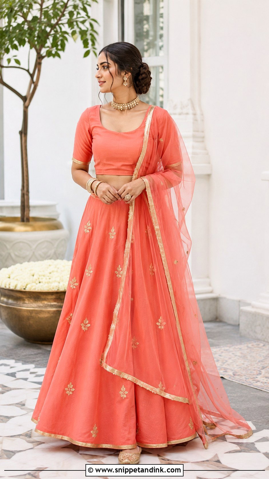 Minimalist Gota Patti Lehenga Bride - Snippet and Ink - 20 Minimalist Indian Bride Ideas