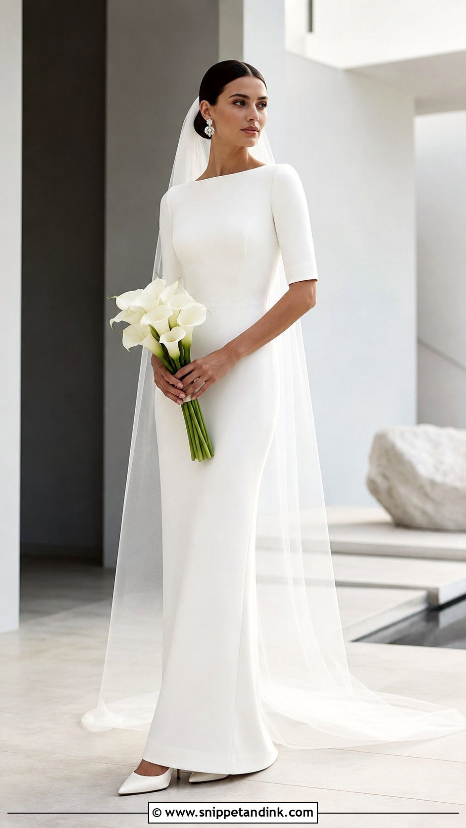 Minimalist Half Sleeve Wedding Dress - Snippet and Ink - 20 Half Sleeve Wedding Dress Ideas
