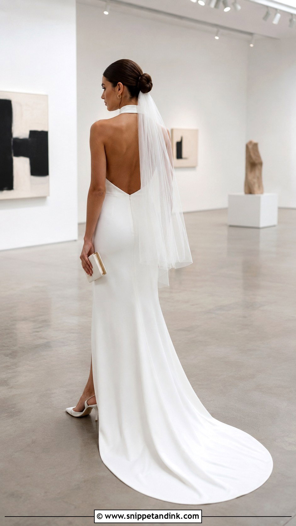 Minimalist Halter Court Train Wedding Dress - Snippet and Ink - 20 Court Train Wedding Dress Ideas