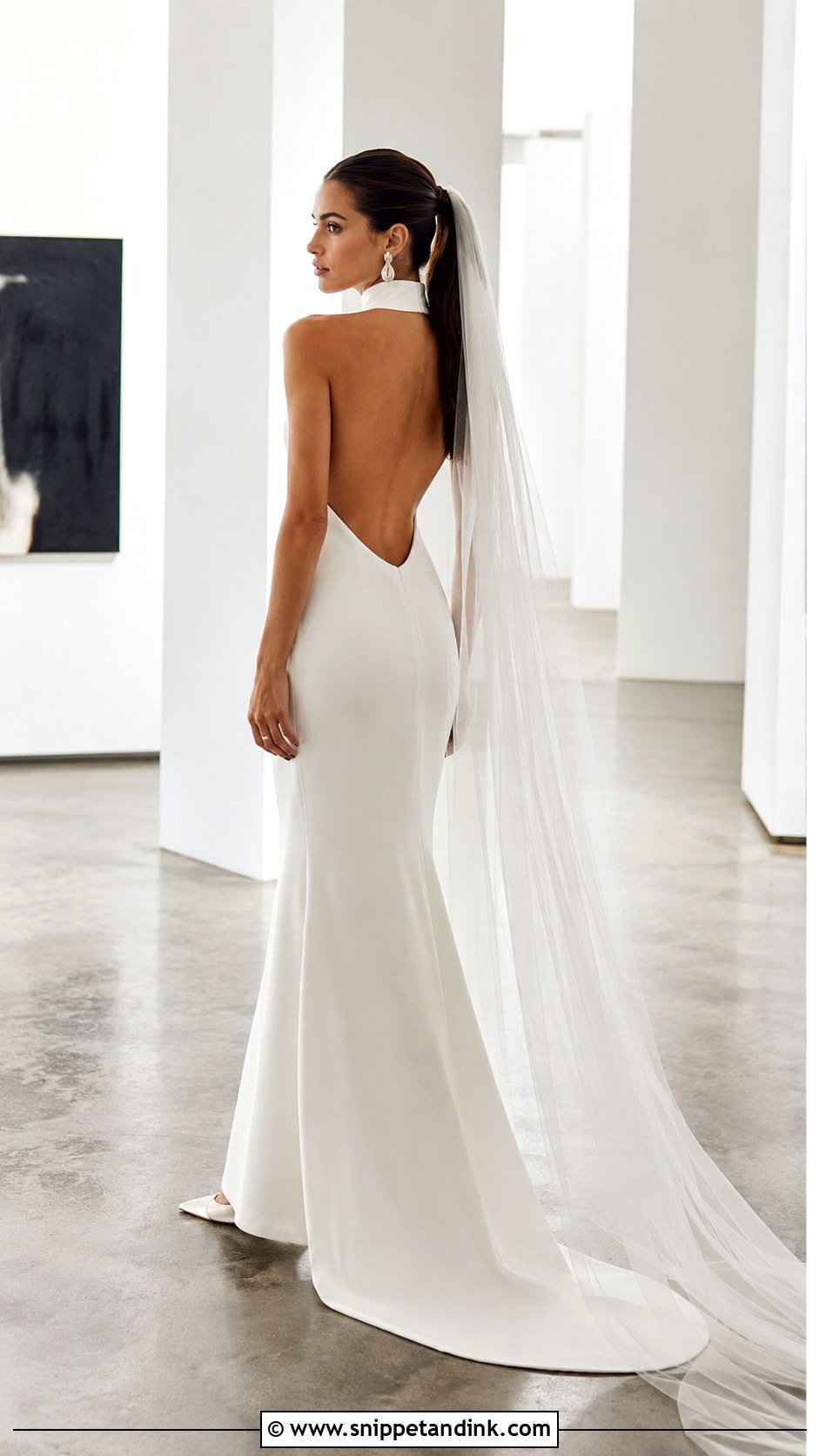 Minimalist High Neck Open Back Wedding Dress - Snippet and Ink - 20 High Neck Open Back Wedding Dress Ideas