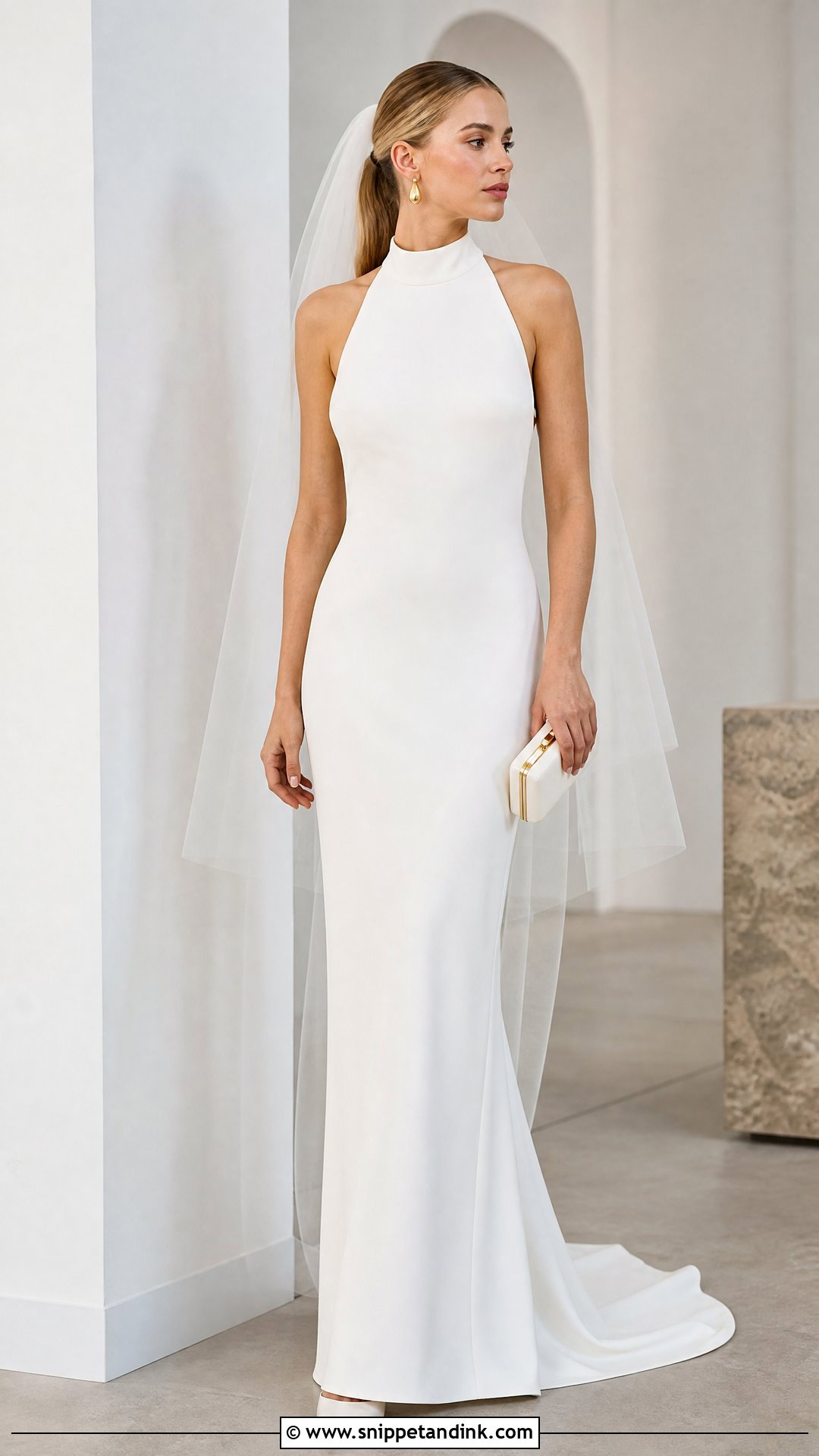 Minimalist High Neck Wedding Dress - Snippet and Ink - 20 Minimalist Bride Dress Ideas
