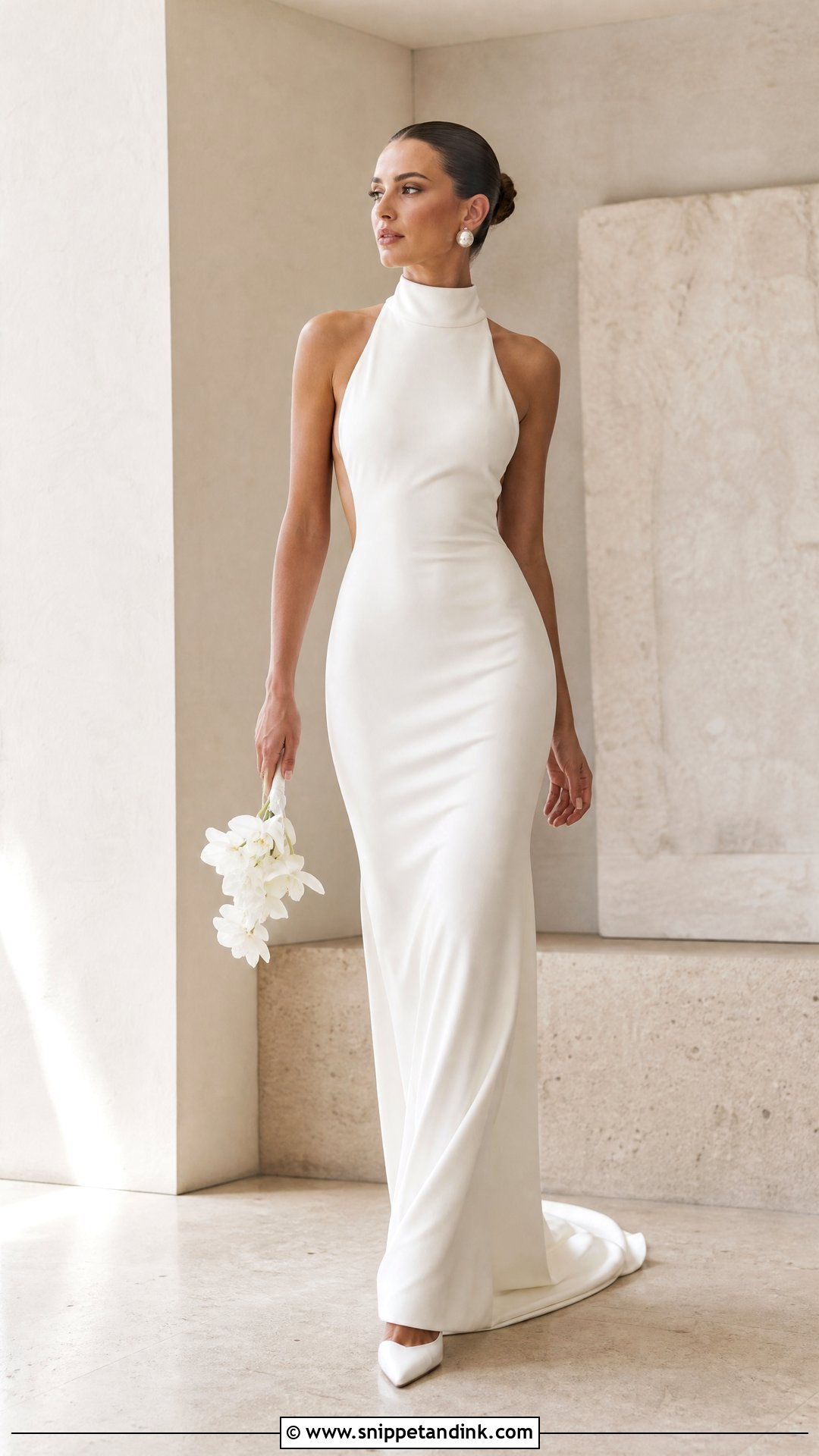 Minimalist High Neck Wedding Dress - Snippet and Ink - 25 Minimalistic Wedding Dress Ideas