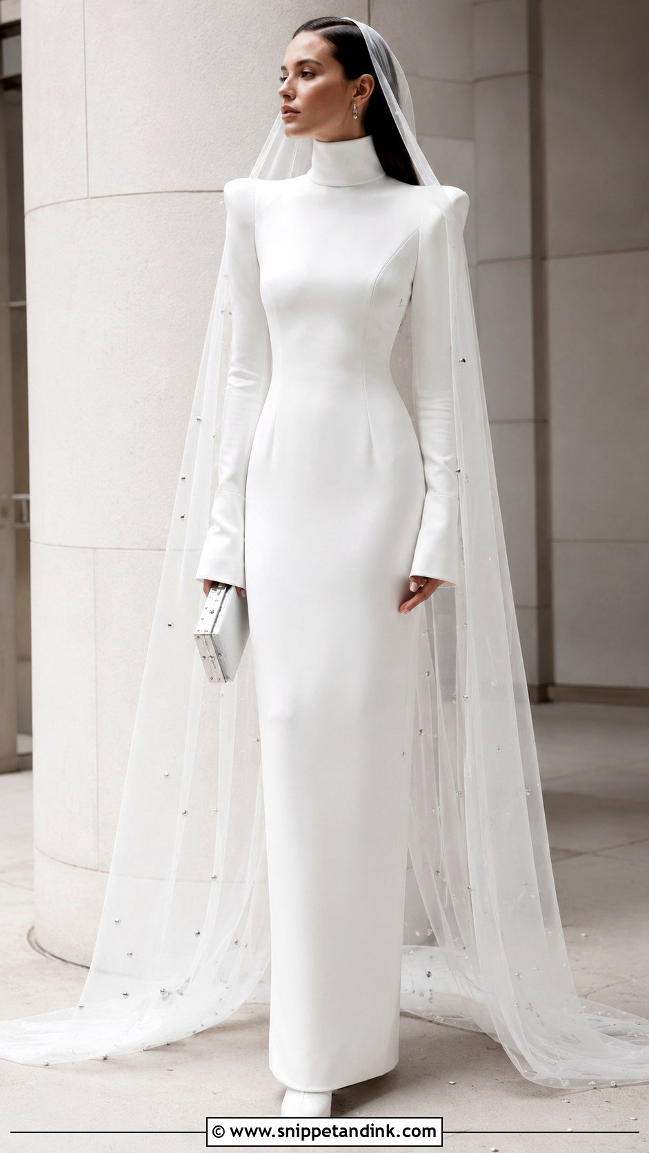 Minimalist High Neck Wedding Dress - Snippet and Ink - 20 Futuristic Wedding Dress Ideas