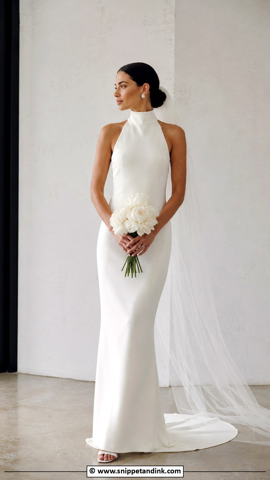 Minimalist High Neck Wedding Dress - Snippet and Ink - 30 Minimalist Wedding Dresses