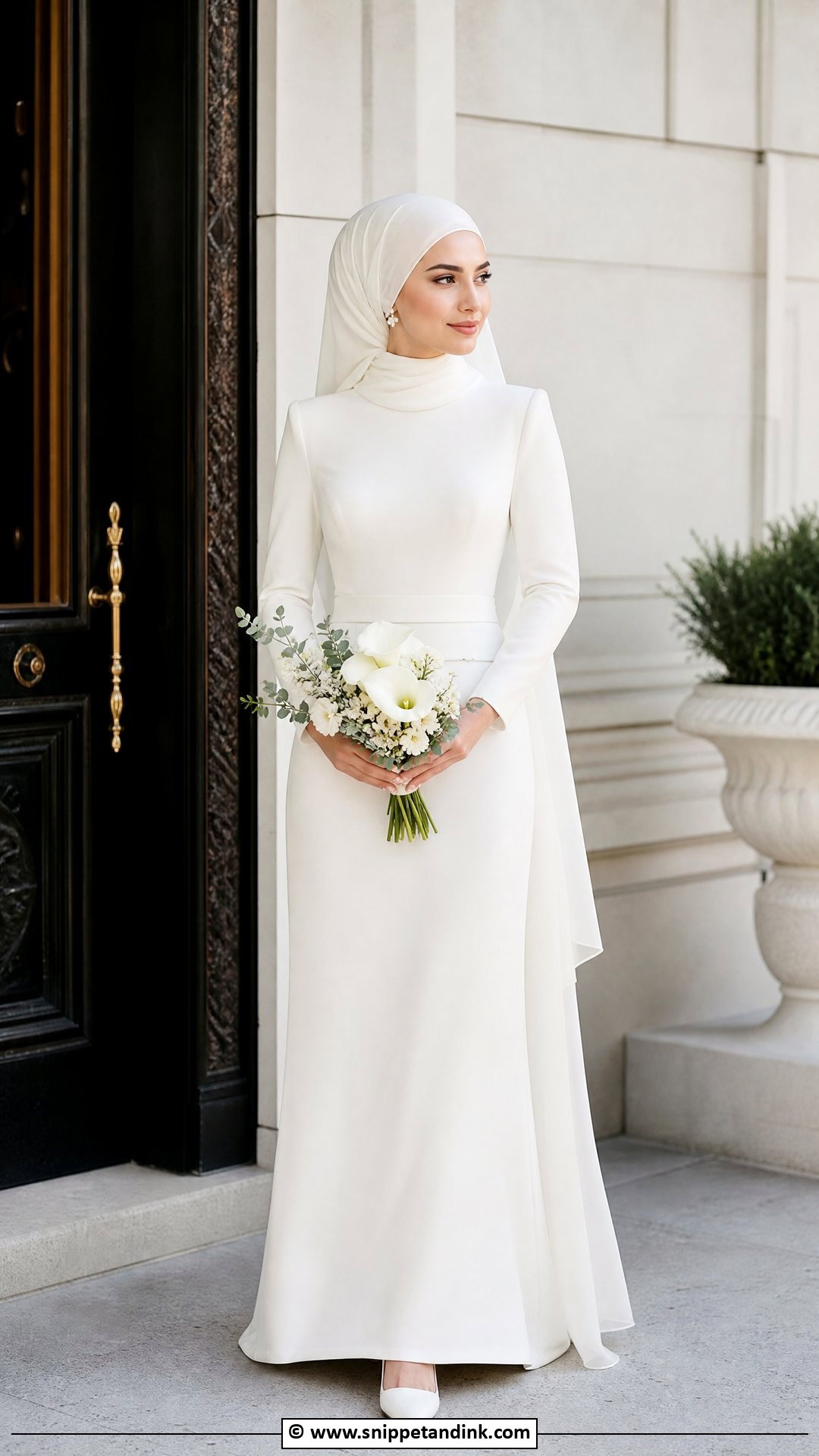 Minimalist Hijab Bride Dress - Snippet and Ink - 35 Hijab Bride Ideas
