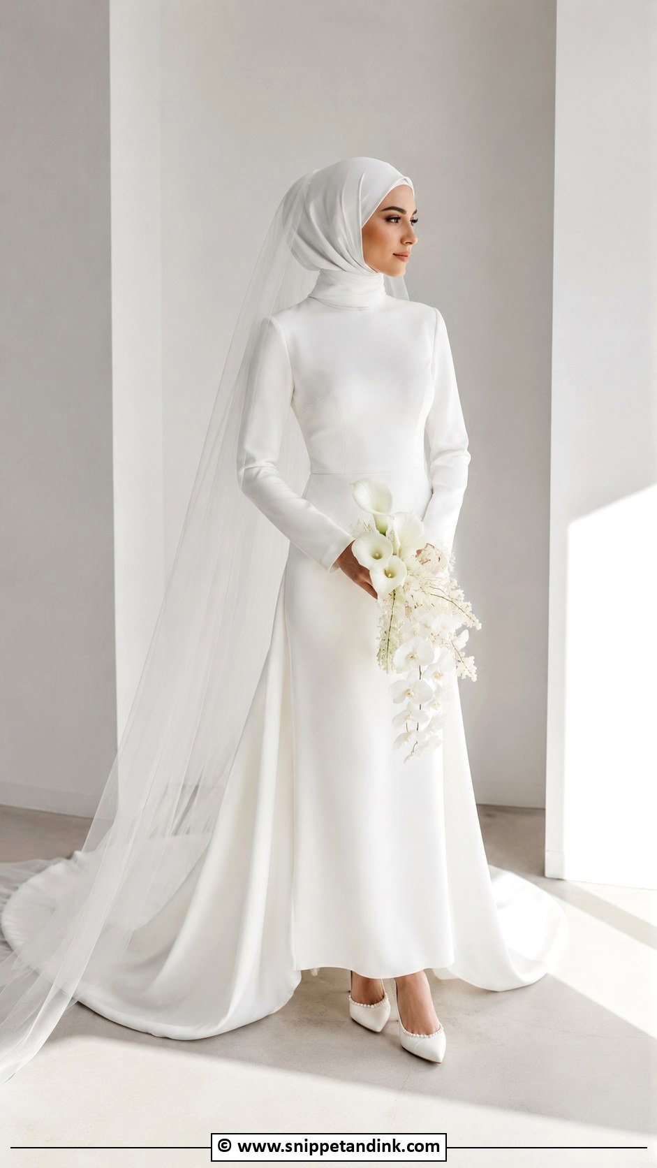 Minimalist Hijabi Wedding Dress - Snippet and Ink - 30 Hijabi Wedding Dress Ideas