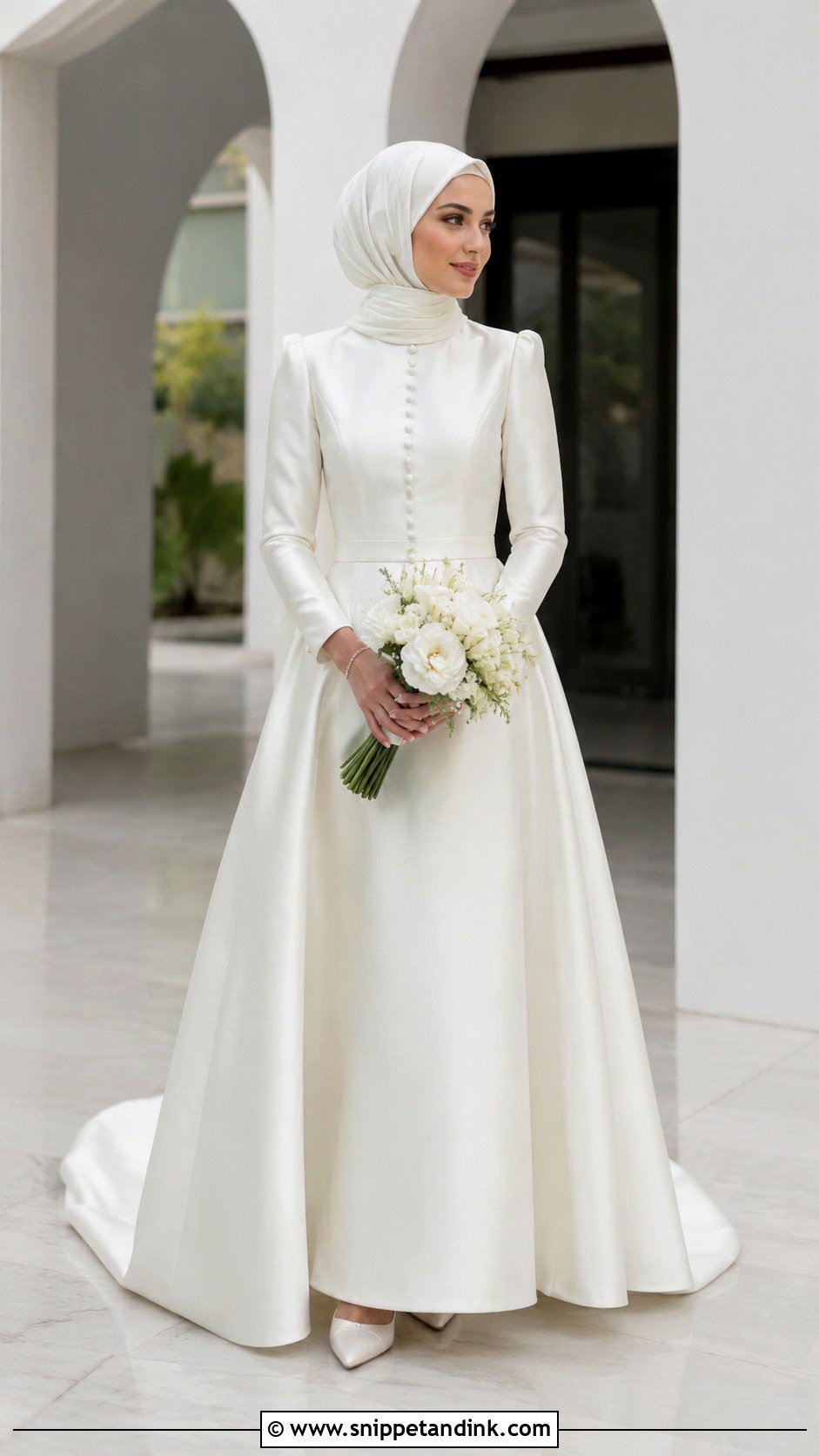 Minimalist Islamic Wedding Dress With Hijab - Snippet and Ink - 25 Islamic Wedding Dress Hijab Bride Ideas