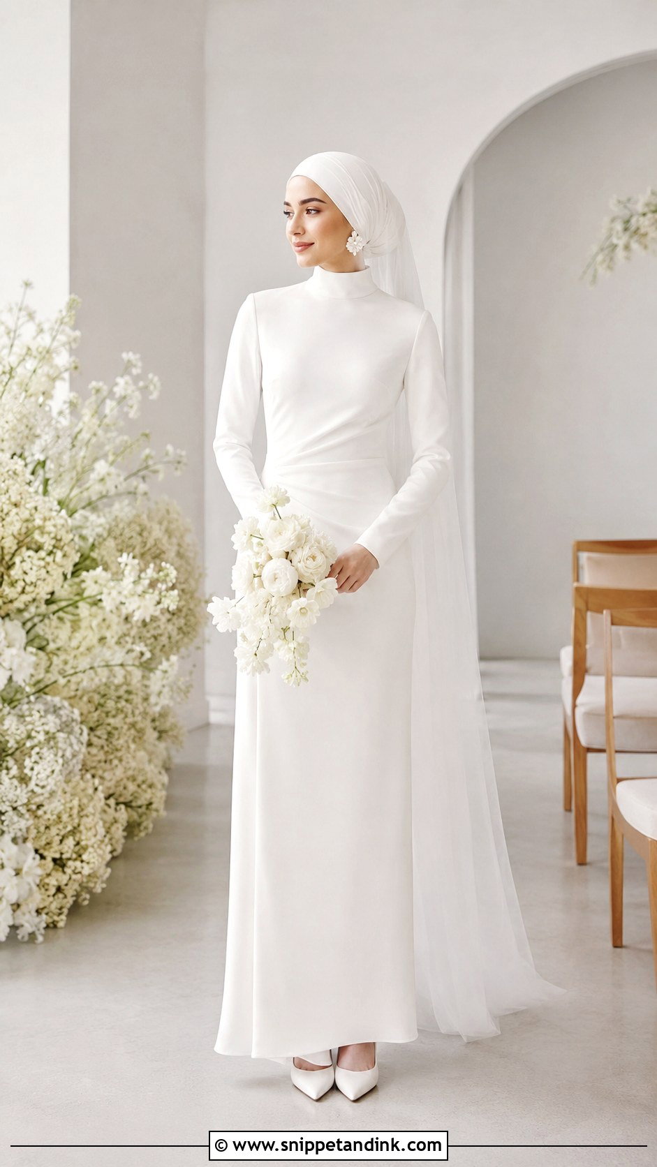 Minimalist Islamic Wedding Dress With Hijab - Snippet and Ink - 30 Islamic Wedding Dress Ideas