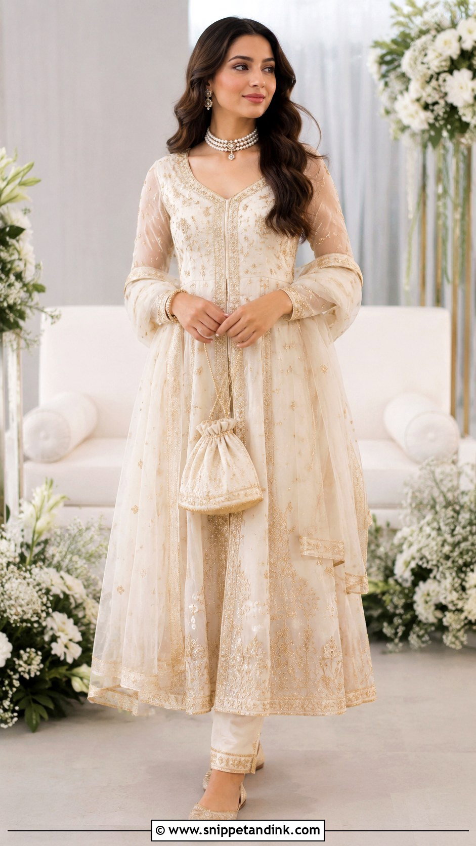 Minimalist Ivory Bridal Anarkali - Snippet and Ink - 20 Minimalist Indian Bride Ideas