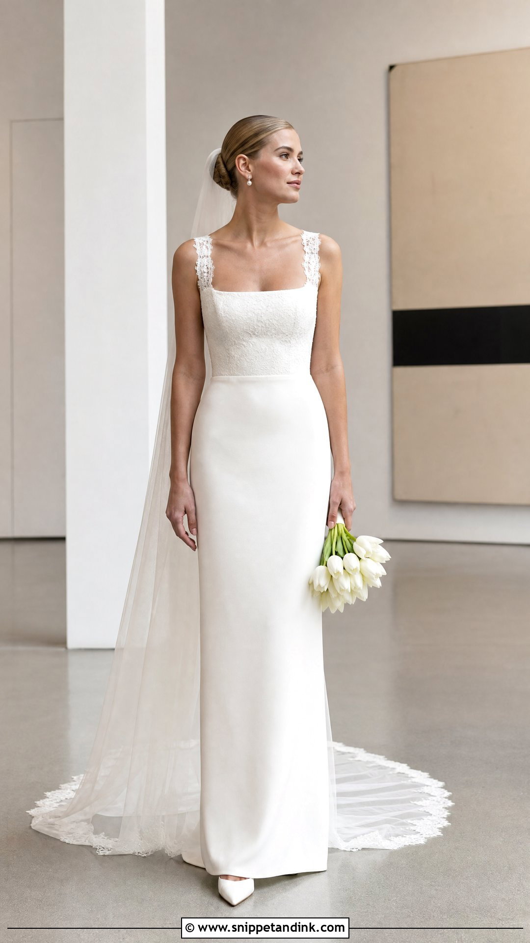 Minimalist Lace Top Wedding Dress - Snippet and Ink - 25 Lace Top Wedding Dress Ideas