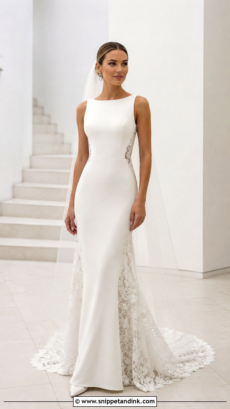 Minimalist Lace Trumpet Wedding Dress - Snippet and Ink - 20 Lace Trumpet Wedding Dress Ideas