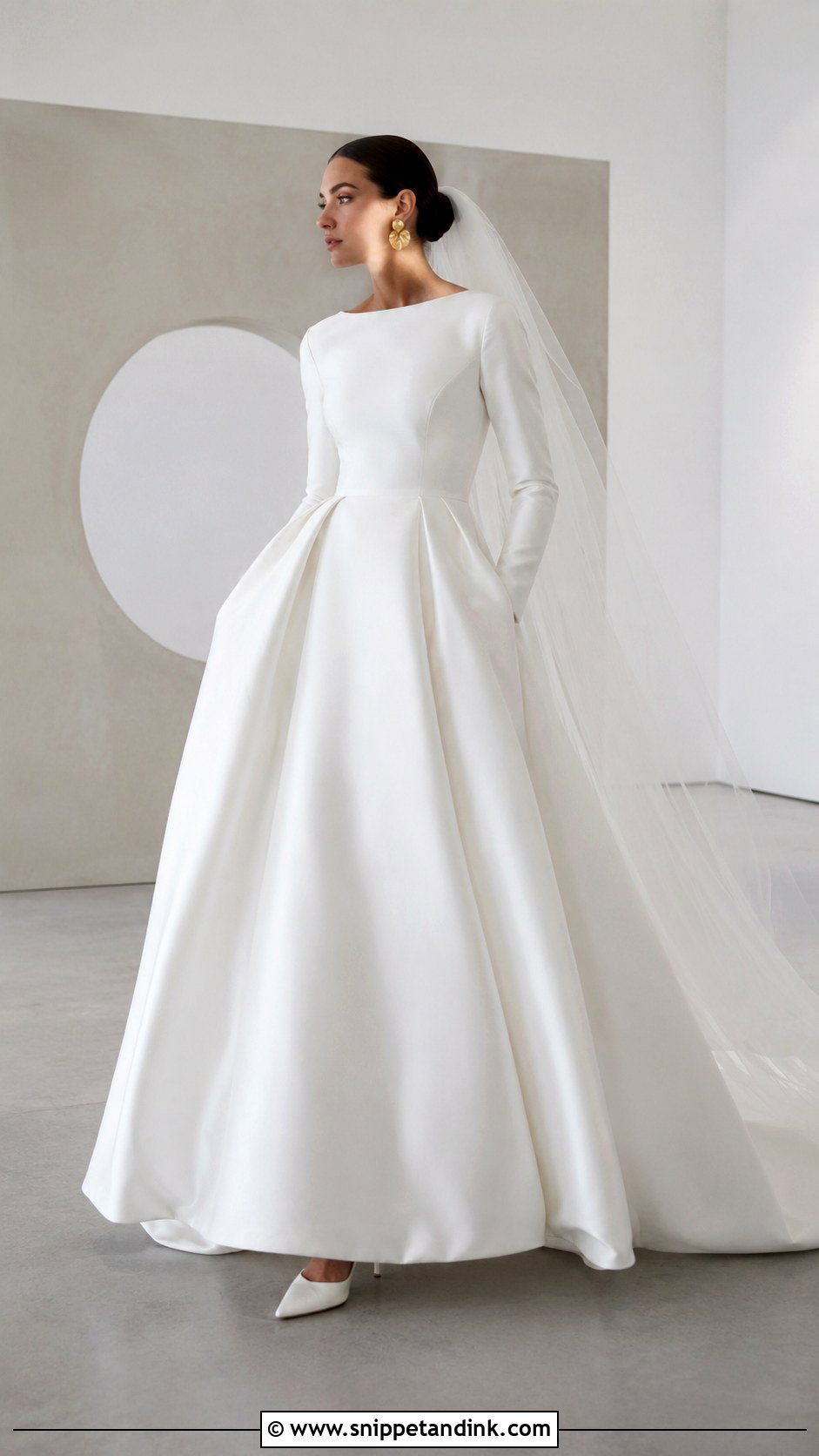 Minimalist Long Sleeve Ball Gown Wedding Dress - Snippet and Ink - 25 Long Sleeve Ball Gown Wedding Dress Ideas