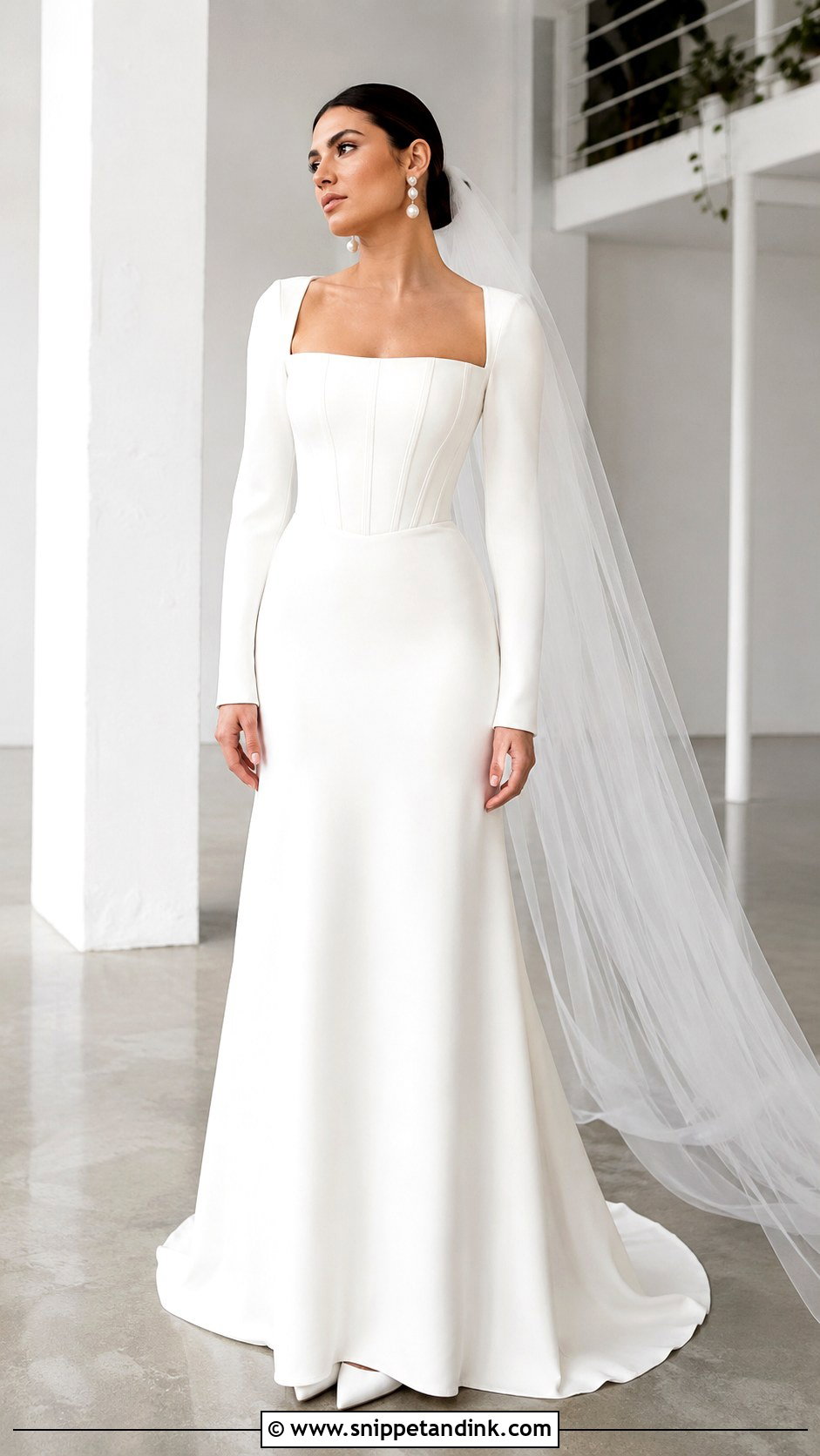 Minimalist Long Sleeve Corset Wedding Dress - Snippet and Ink - 20 Long Sleeve Corset Wedding Dress Ideas