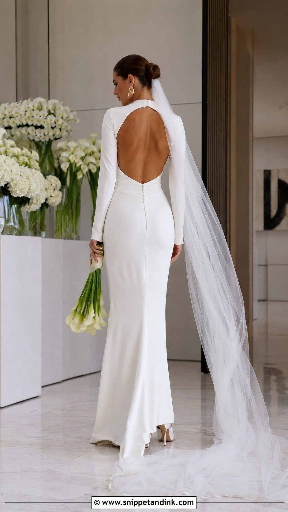 Minimalist Long Sleeve Low Back Wedding Dress - Snippet and Ink - 20 Long Sleeve Low Back Wedding Dress Ideas