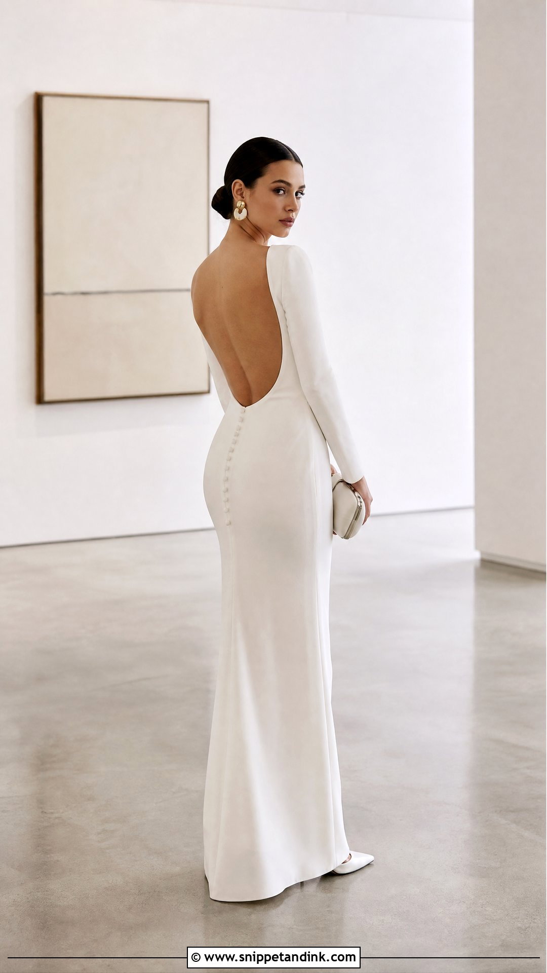 Minimalist Long Sleeve Open Back Wedding Dress - Snippet and Ink - 25 Long Sleeve Open Back Wedding Dress Ideas