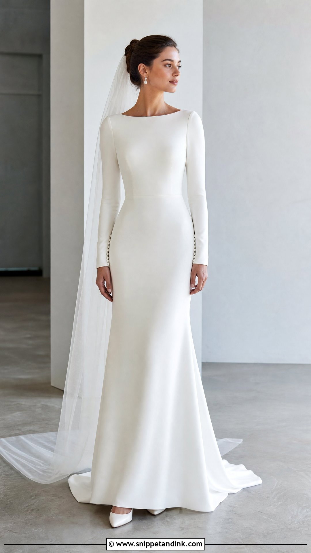 Minimalist Long Sleeve Wedding Dress - Snippet and Ink - 20 Minimalist Bride Dress Ideas