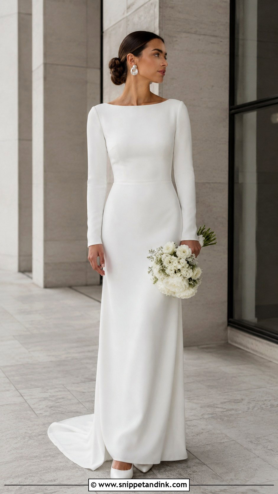 Minimalist Long Sleeve Wedding Dress - Snippet and Ink - 25 Wedding Dresses with Long Sleeves