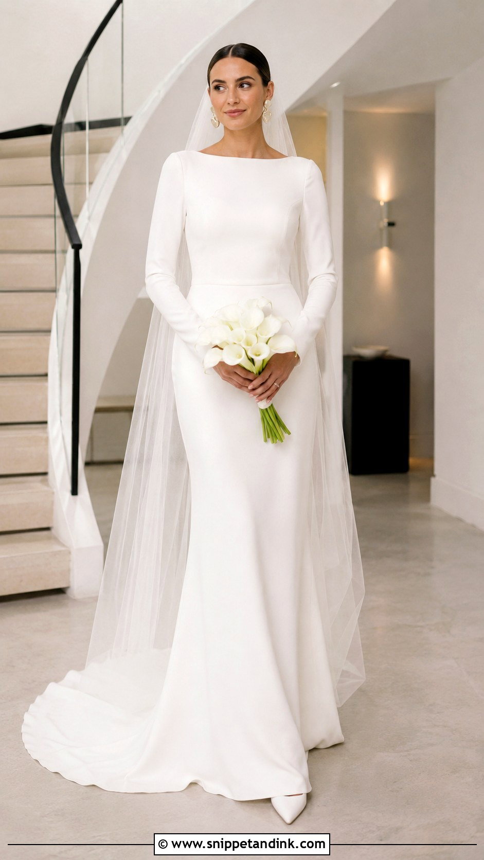 Minimalist Long Sleeve Wedding Dress - Snippet and Ink - 20 Long Sleeve Wedding Ideas