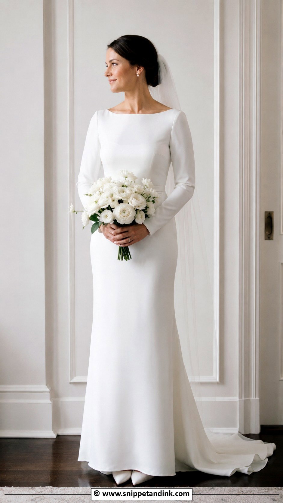 Minimalist Long Sleeve Wedding Dress - Snippet and Ink - 30 Minimalist Wedding Dresses