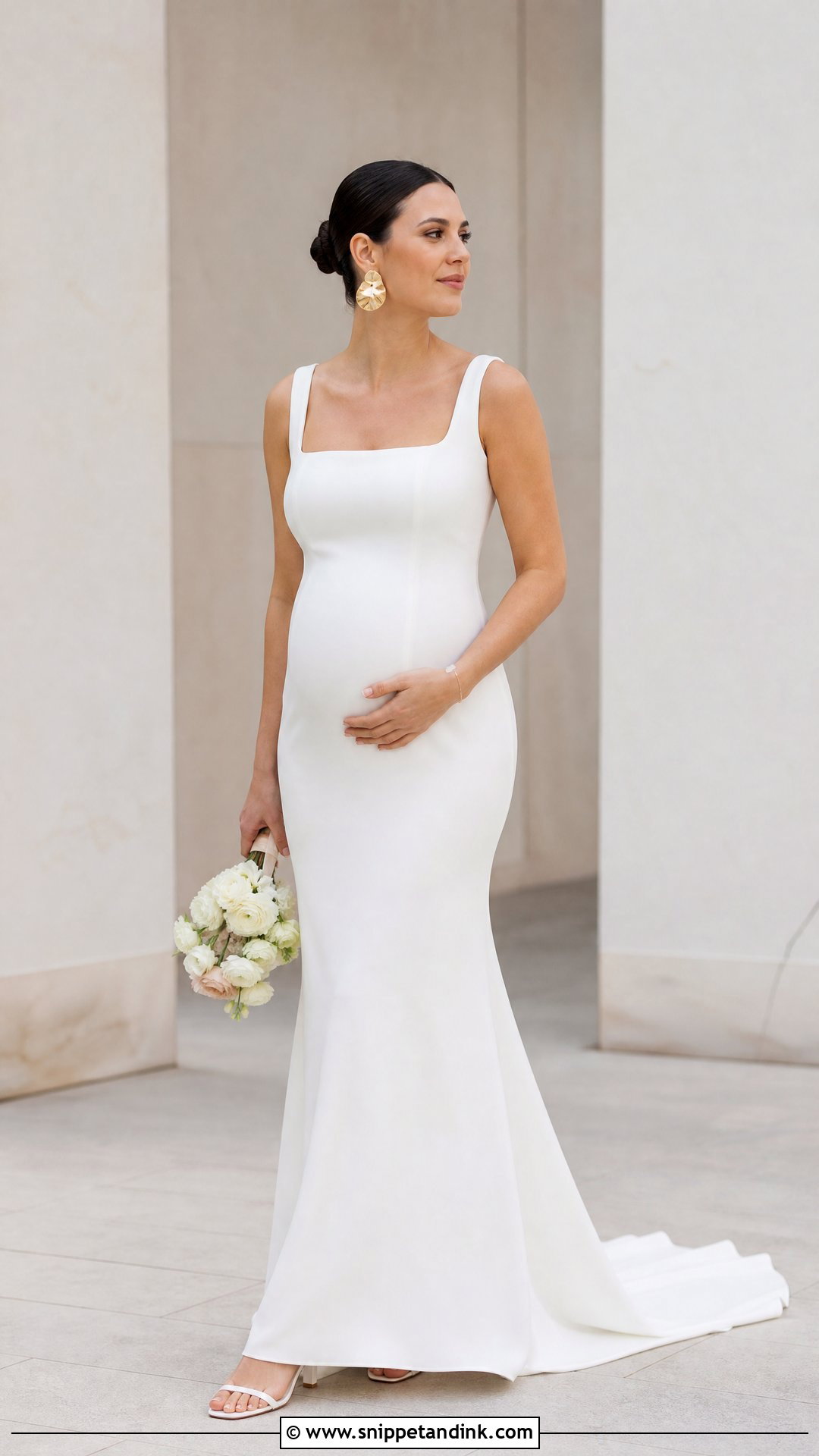 Minimalist Maternity Wedding Gown - Snippet and Ink - 25 Maternity Wedding Gown Ideas