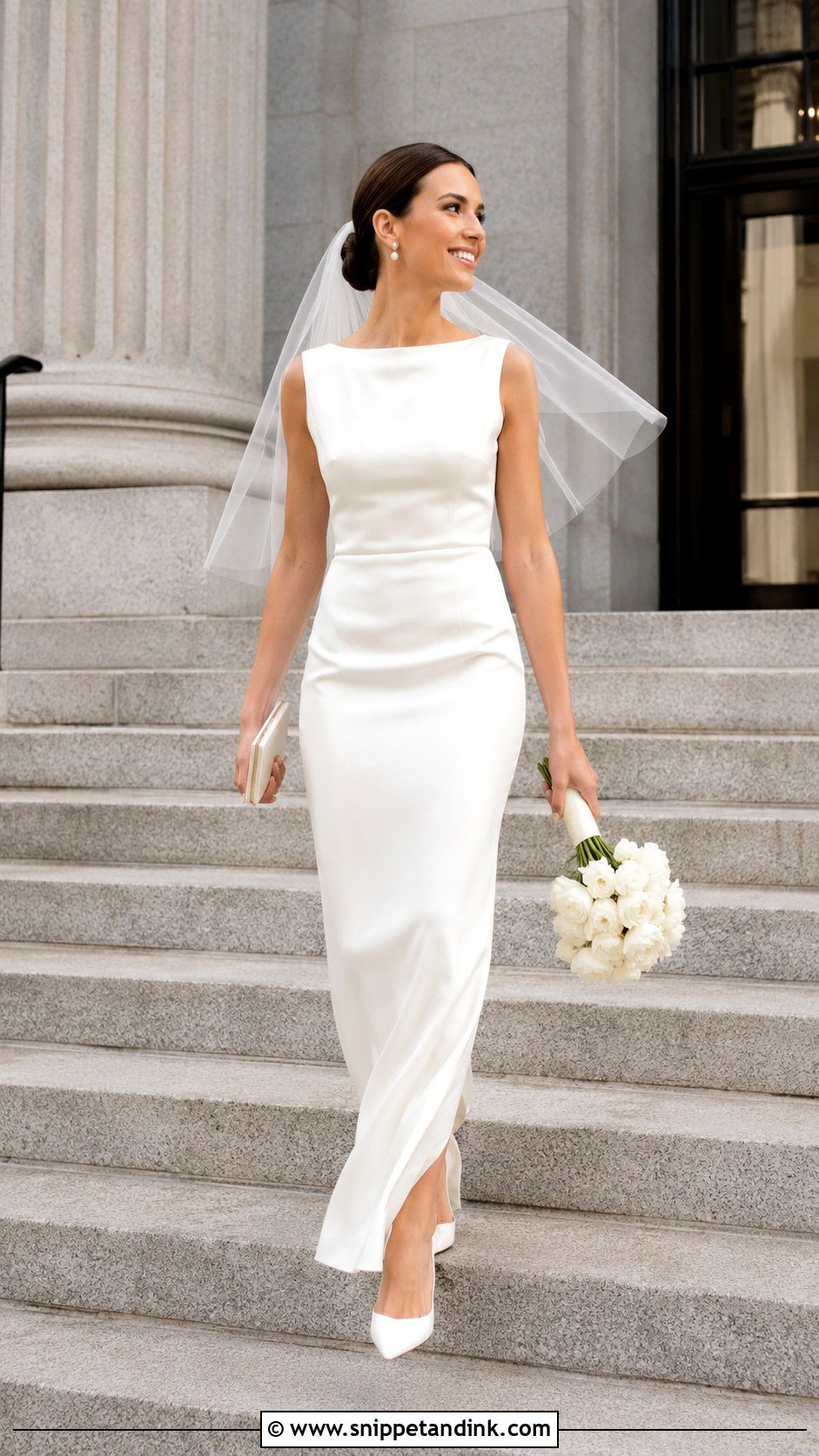Minimalist Maxi Courthouse Wedding Dress - Snippet and Ink - 20 Classy Courthouse Wedding Dress Ideas