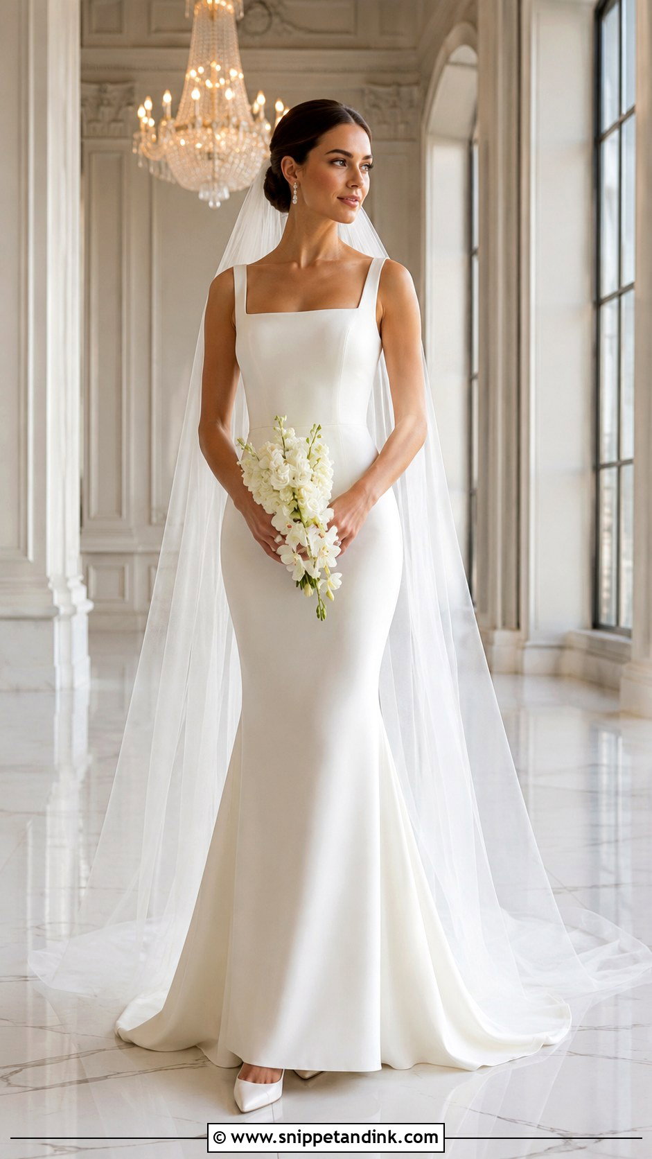 Minimalist Mermaid Wedding Dress With Drop Earrings - Snippet and Ink - 20 Very Simple Wedding Dress Ideas