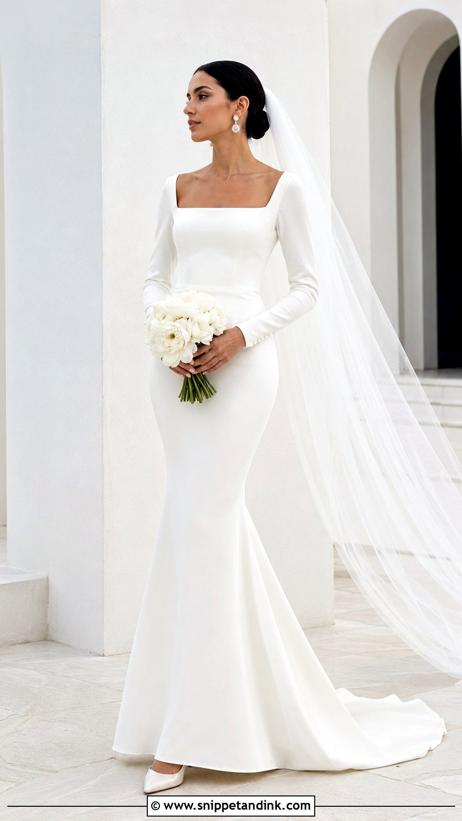 Minimalist Mermaid Wedding Dress With Sleeves - Snippet and Ink - 20 Mermaid with Sleeves Wedding Dresses