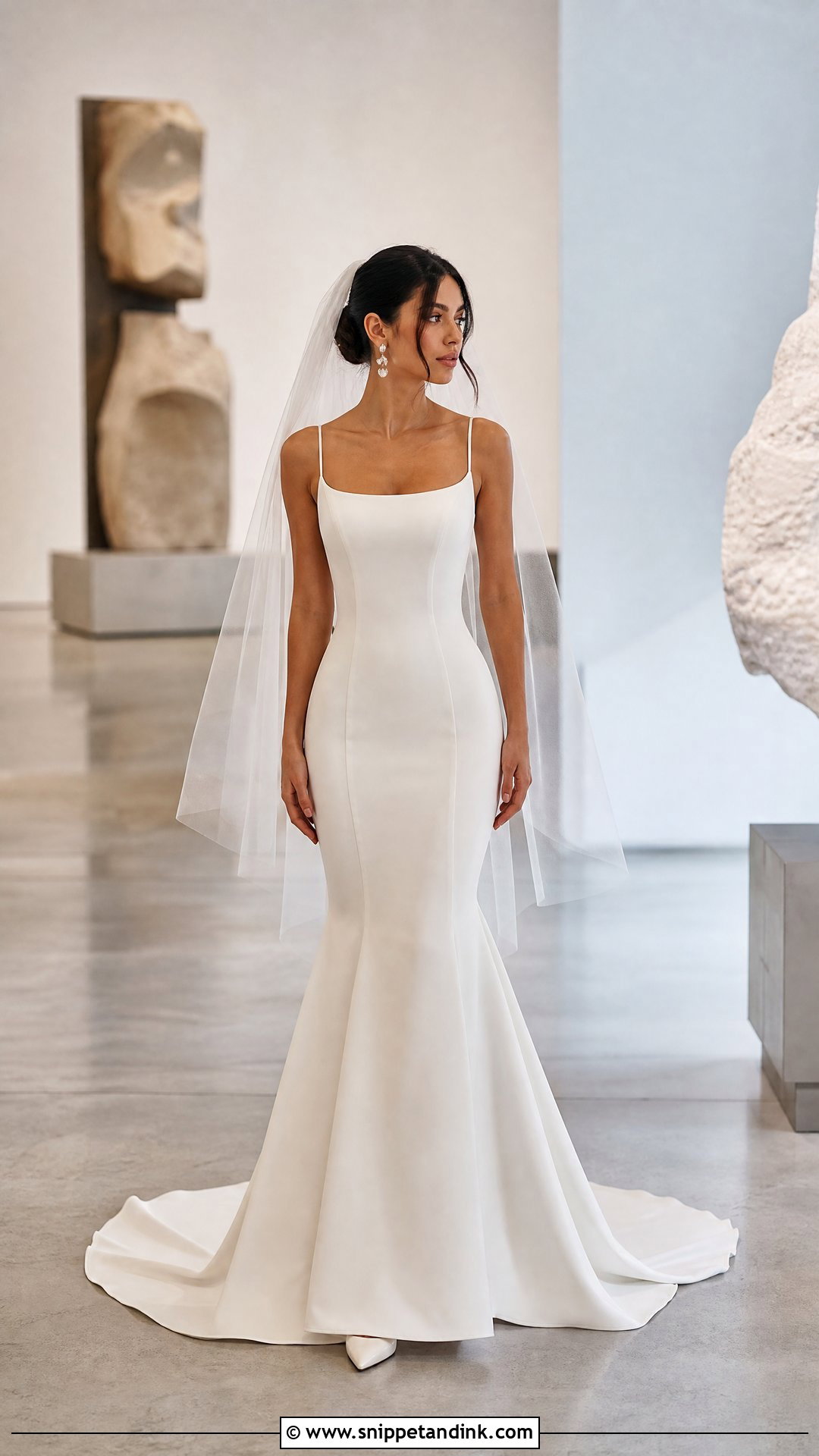 Minimalist Mermaid Wedding Gown - Snippet and Ink - 20 Wedding Gowns for Short Brides